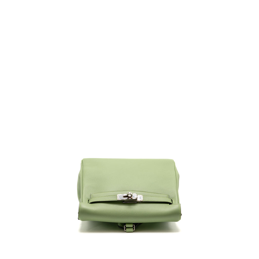 HERMES KELLY ADO BACKPACK EVERCOLOR VERT CRIQUET / GRIS PEARL SHW