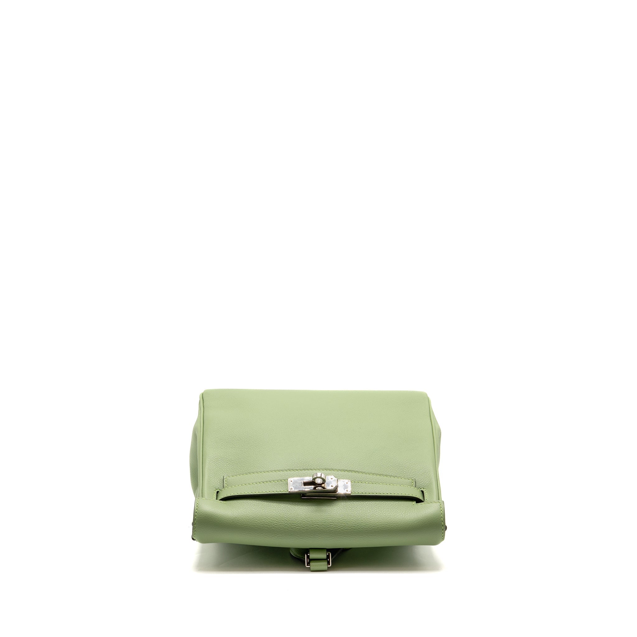 HERMES KELLY ADO BACKPACK EVERCOLOR VERT CRIQUET / GRIS PEARL SHW