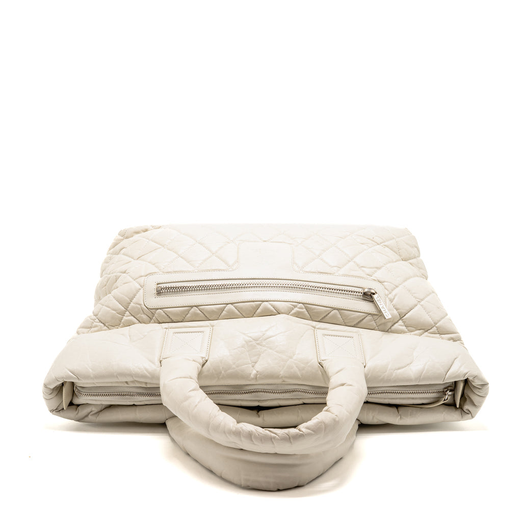 CHANEL COCOON TRAVEL TOTE BAG CALFSKIN WHITE SHW