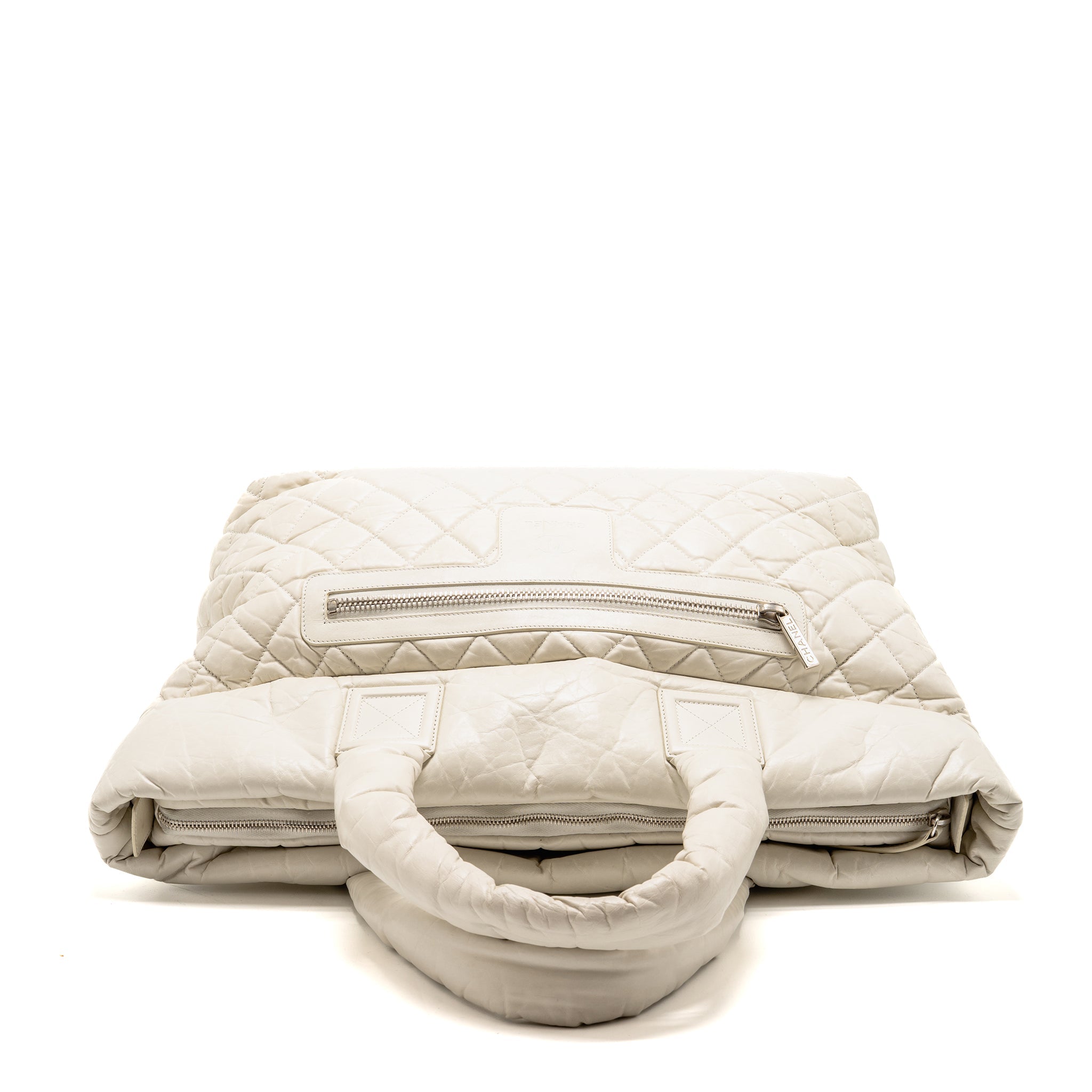 CHANEL COCOON TRAVEL TOTE BAG CALFSKIN WHITE SHW