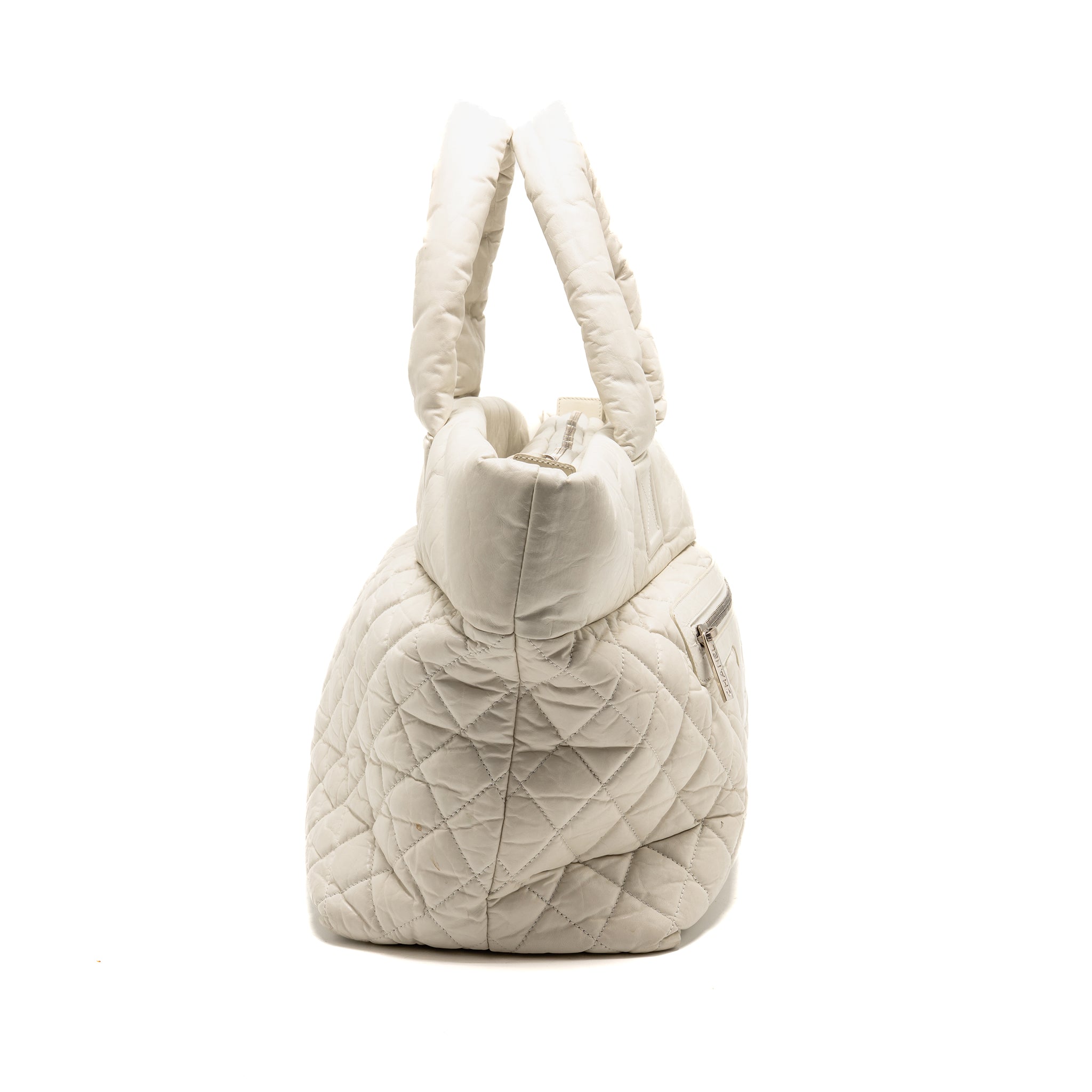 CHANEL COCOON TRAVEL TOTE BAG CALFSKIN WHITE SHW