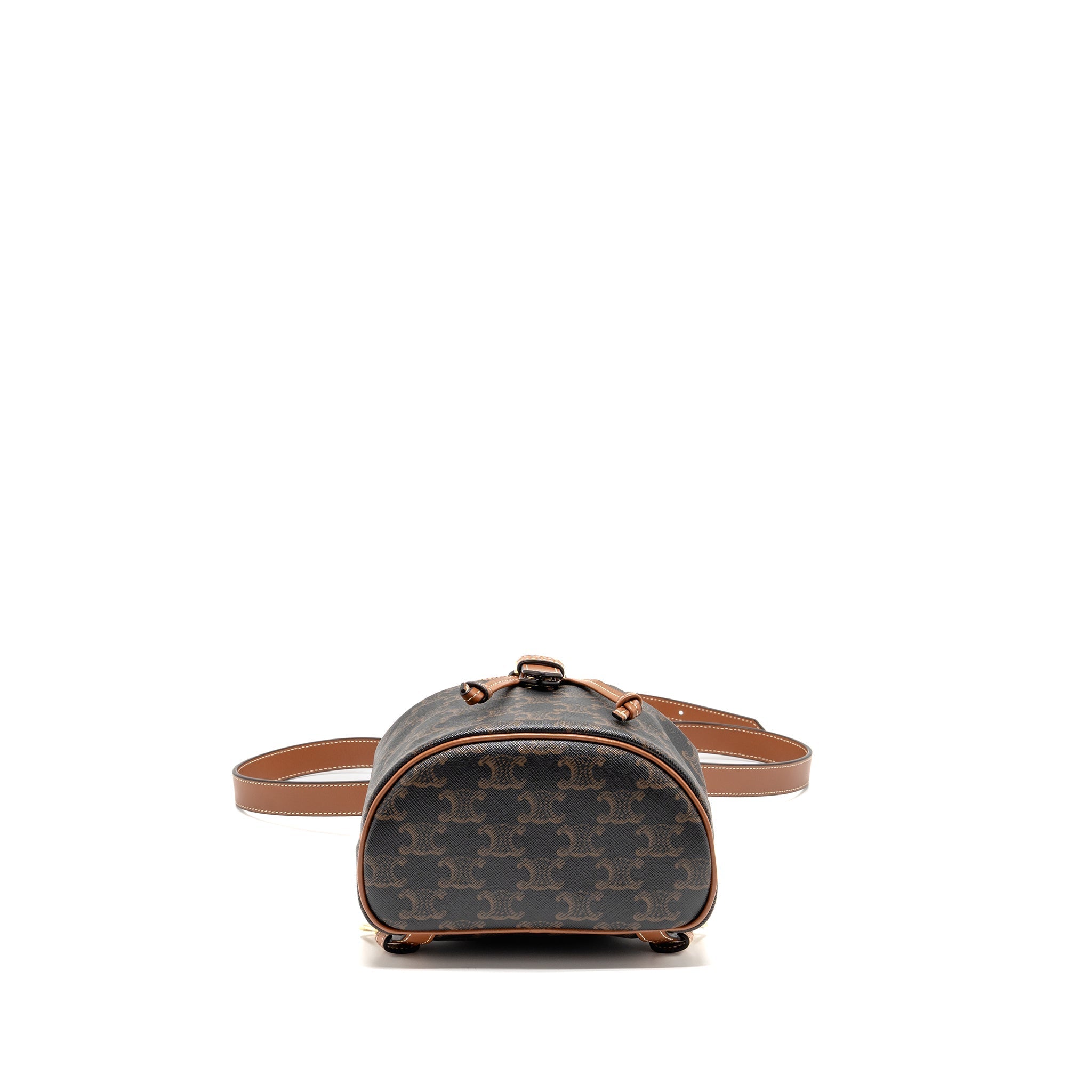 CELINE MINI BACKPACK FOLCO TRIOMPHE CANVAS/CALFSKIN TAN GHW