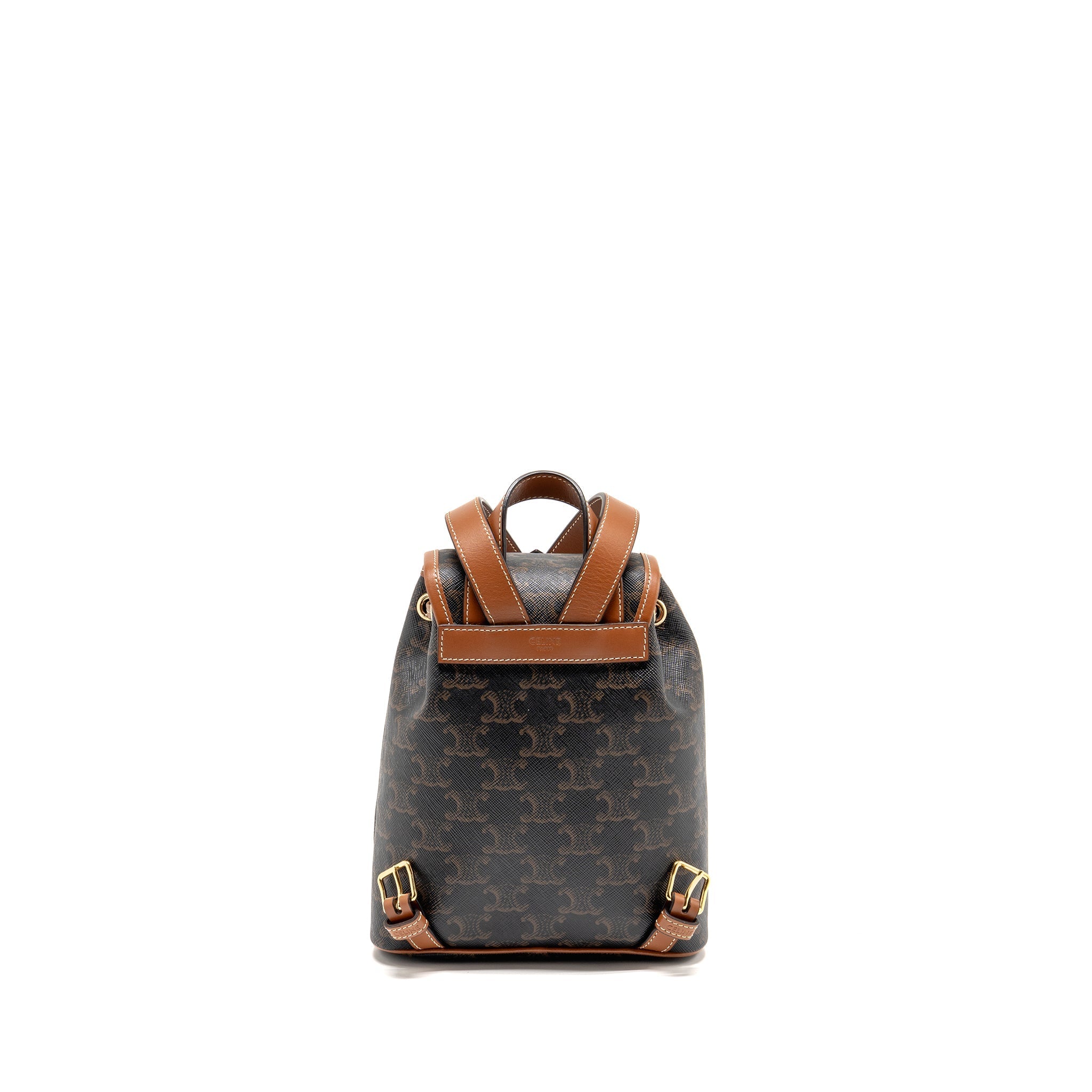 CELINE MINI BACKPACK FOLCO TRIOMPHE CANVAS/CALFSKIN TAN GHW