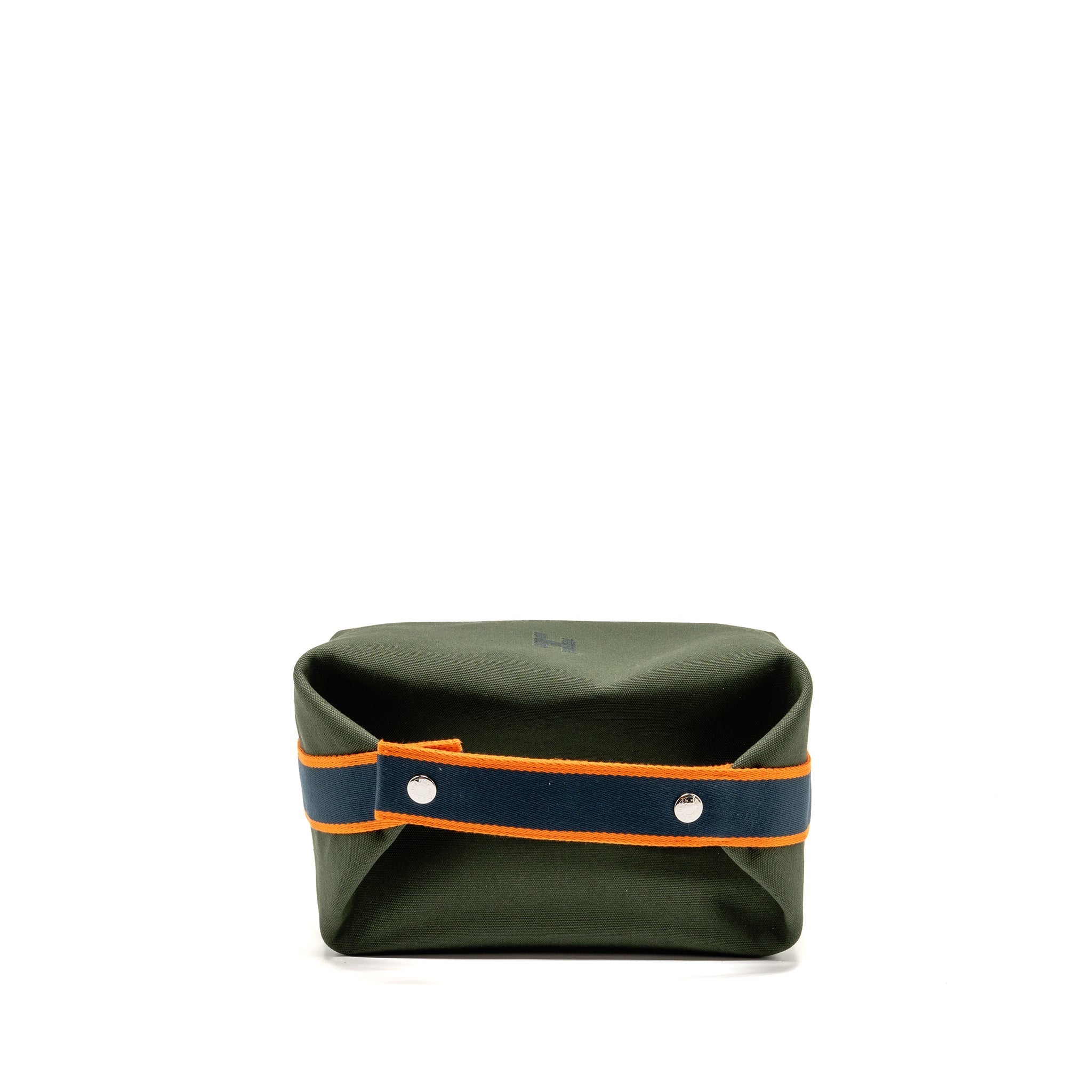HERMES BRIDE-A-BRAC CASE LARGE MODEL CANVAS DARK GREEN/DARK BLUE/ORANGE SHW