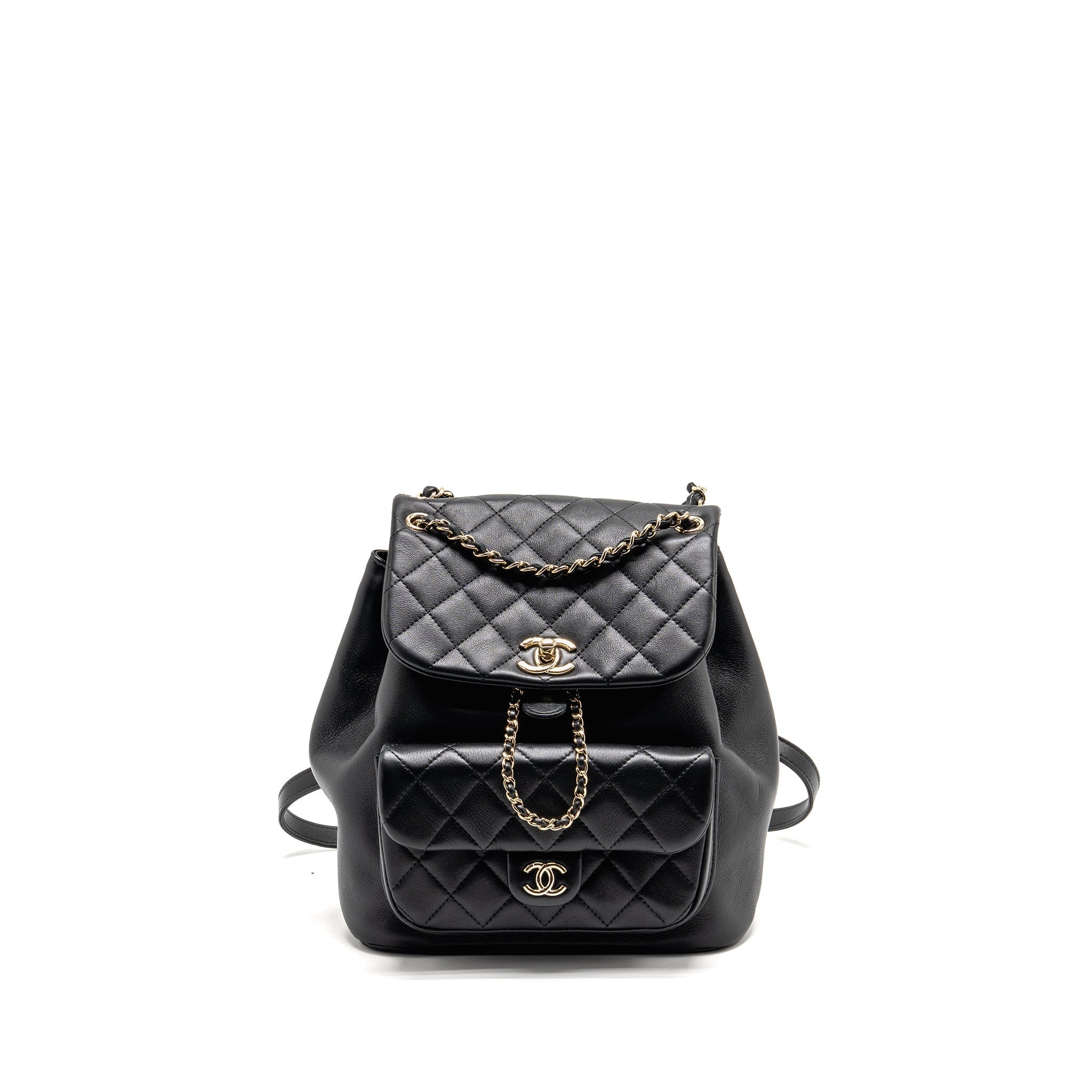 CHANEL LARGE DUMA BACKPACK CALFSKIN BLACK LGHW (MICROCHIP)