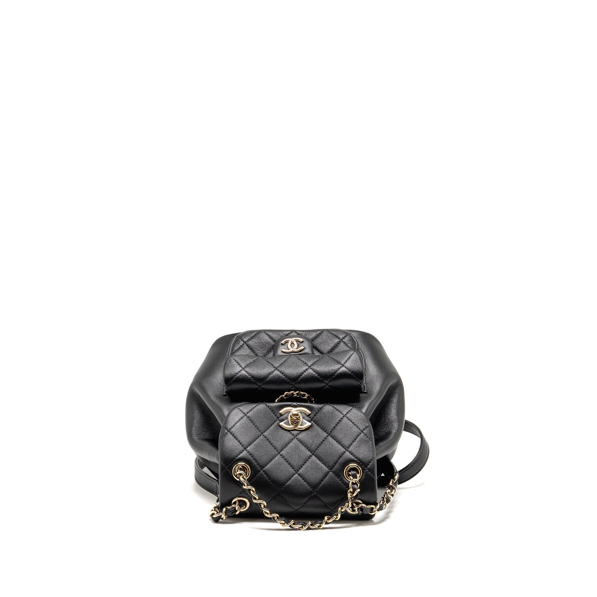 CHANEL MINI DUMA BACKPACK CALFSKIN BLACK LGHW (MICROCHIP)