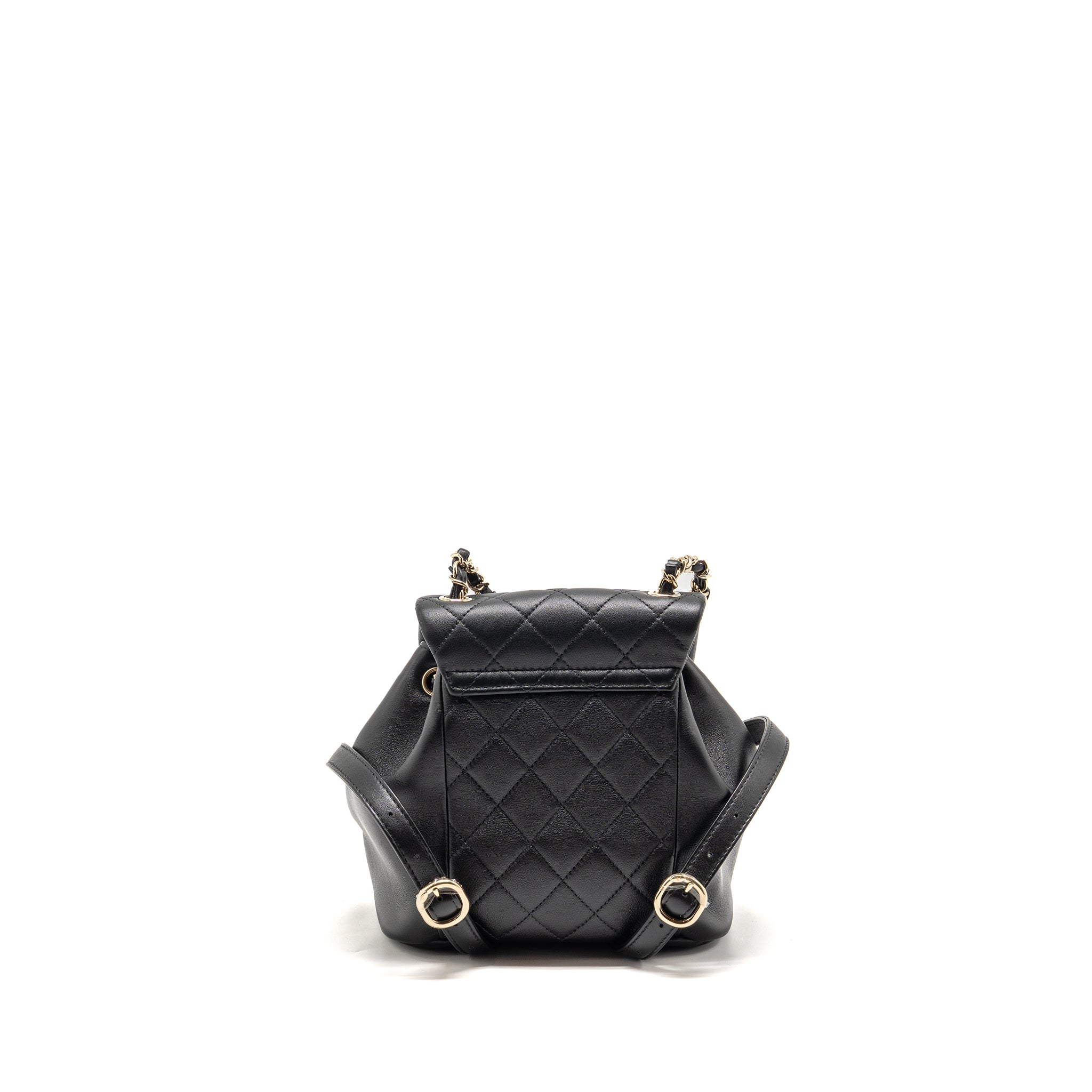 CHANEL MINI DUMA BACKPACK CALFSKIN BLACK LGHW (MICROCHIP)