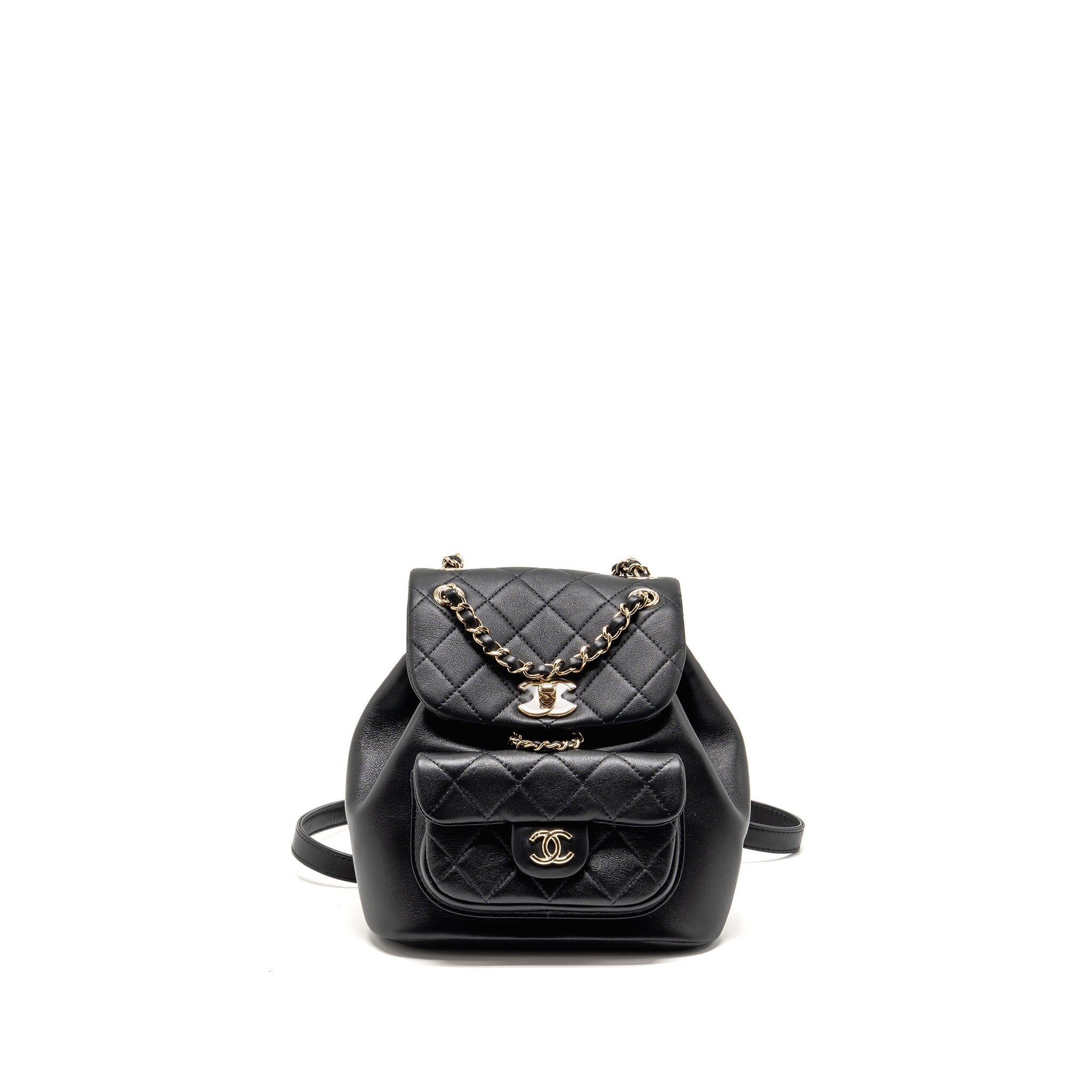 CHANEL MINI DUMA BACKPACK CALFSKIN BLACK LGHW (MICROCHIP)