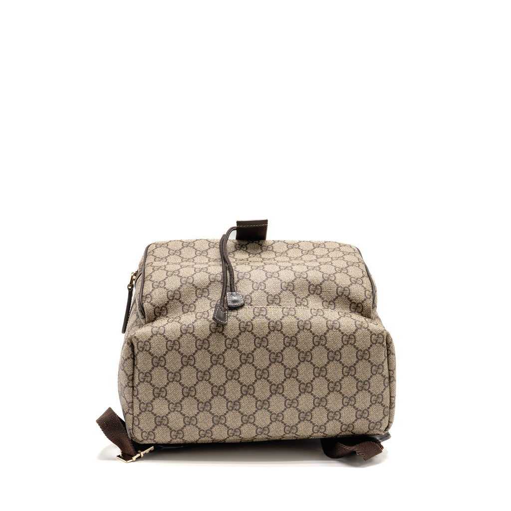 GUCCI SINGLE BUCKLE BACKPACK GG SUPREME CANVAS BROWN SHW