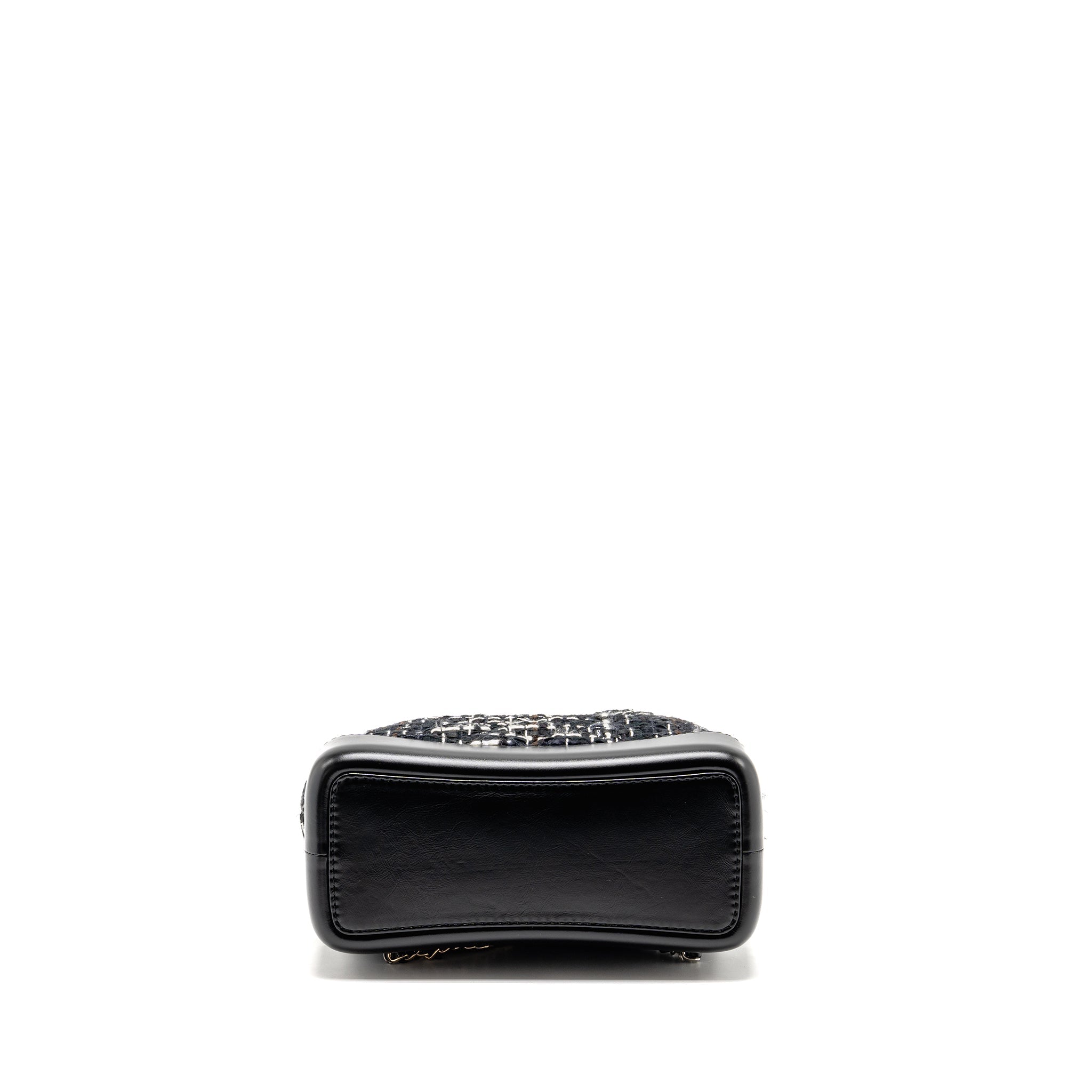 CHANEL SMALL GABRIELLE TWEED BACKPACK BLACK/WHITE/BROWN MULTICOLOUR HARDWARE