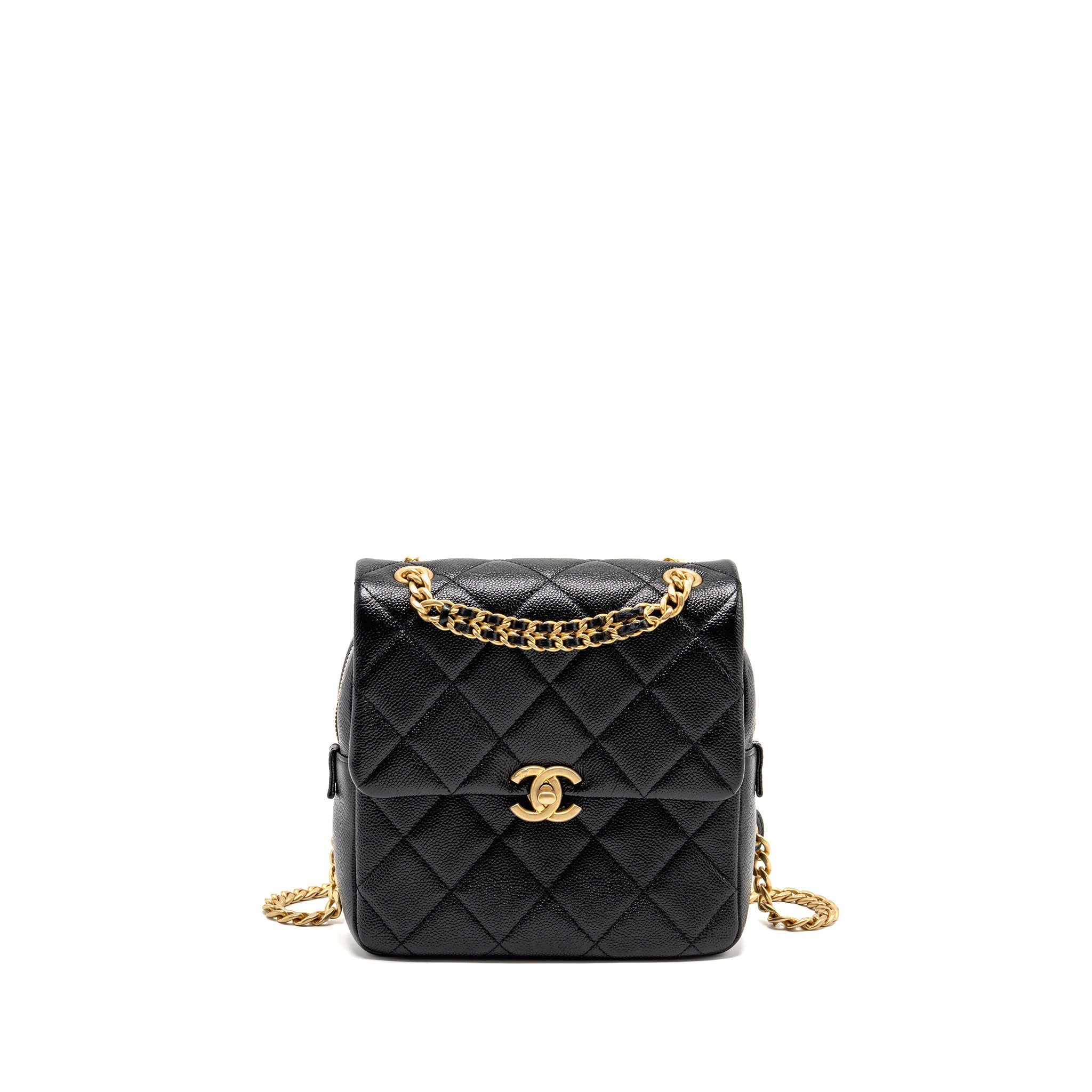 CHANEL QUILTED FLAP BACKPACK CAVIAR BLACK GHW (MICROCHIP)