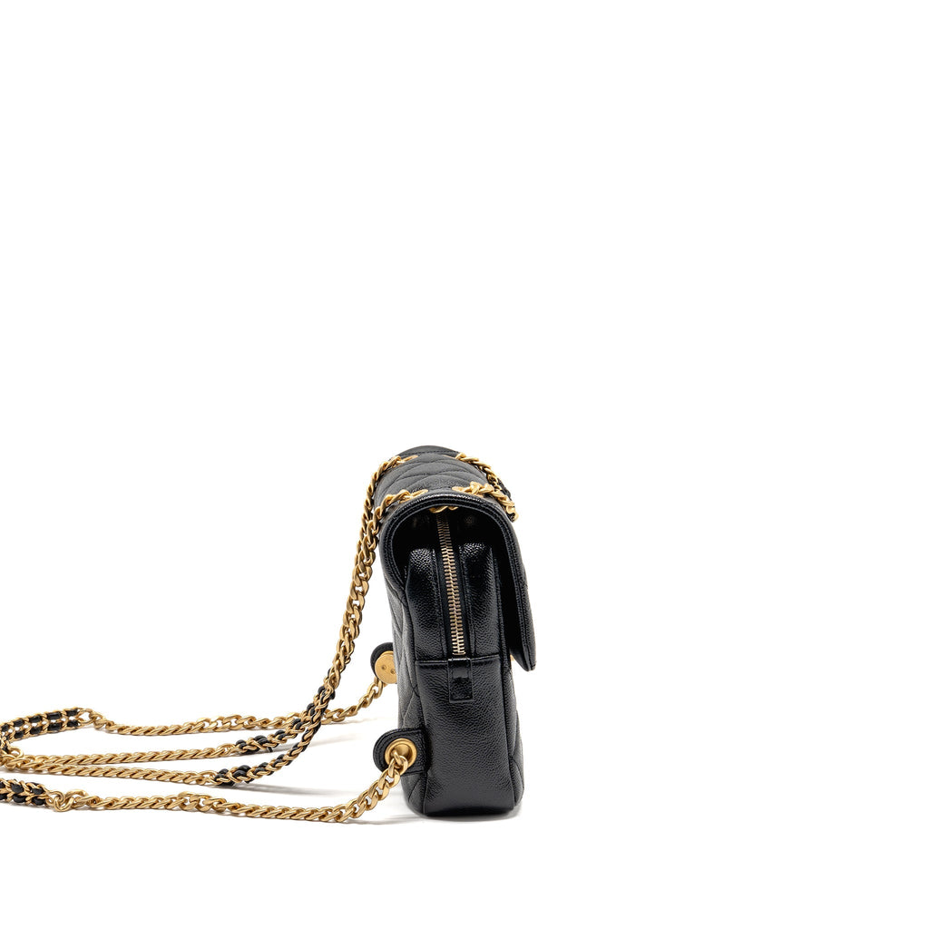 CHANEL QUILTED FLAP BACKPACK CAVIAR BLACK GHW (MICROCHIP)
