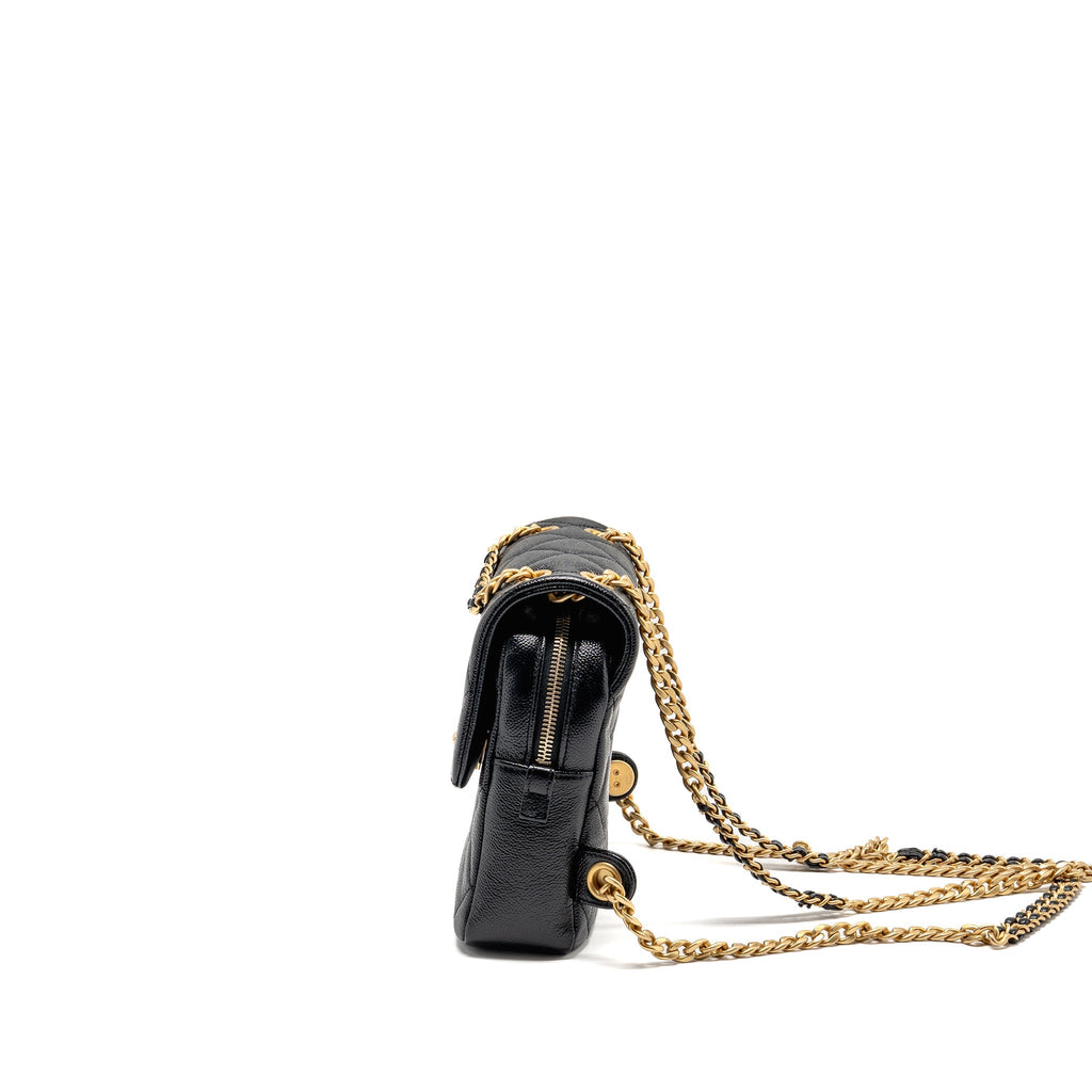 CHANEL QUILTED FLAP BACKPACK CAVIAR BLACK GHW (MICROCHIP)