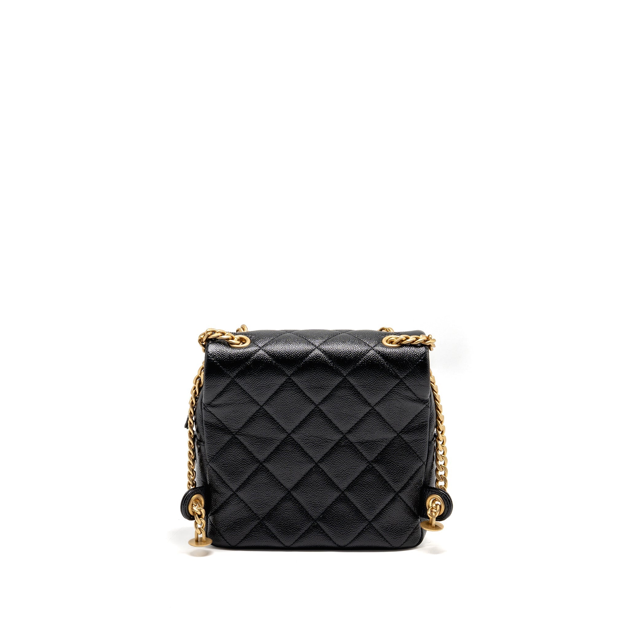 CHANEL QUILTED FLAP BACKPACK CAVIAR BLACK GHW (MICROCHIP)