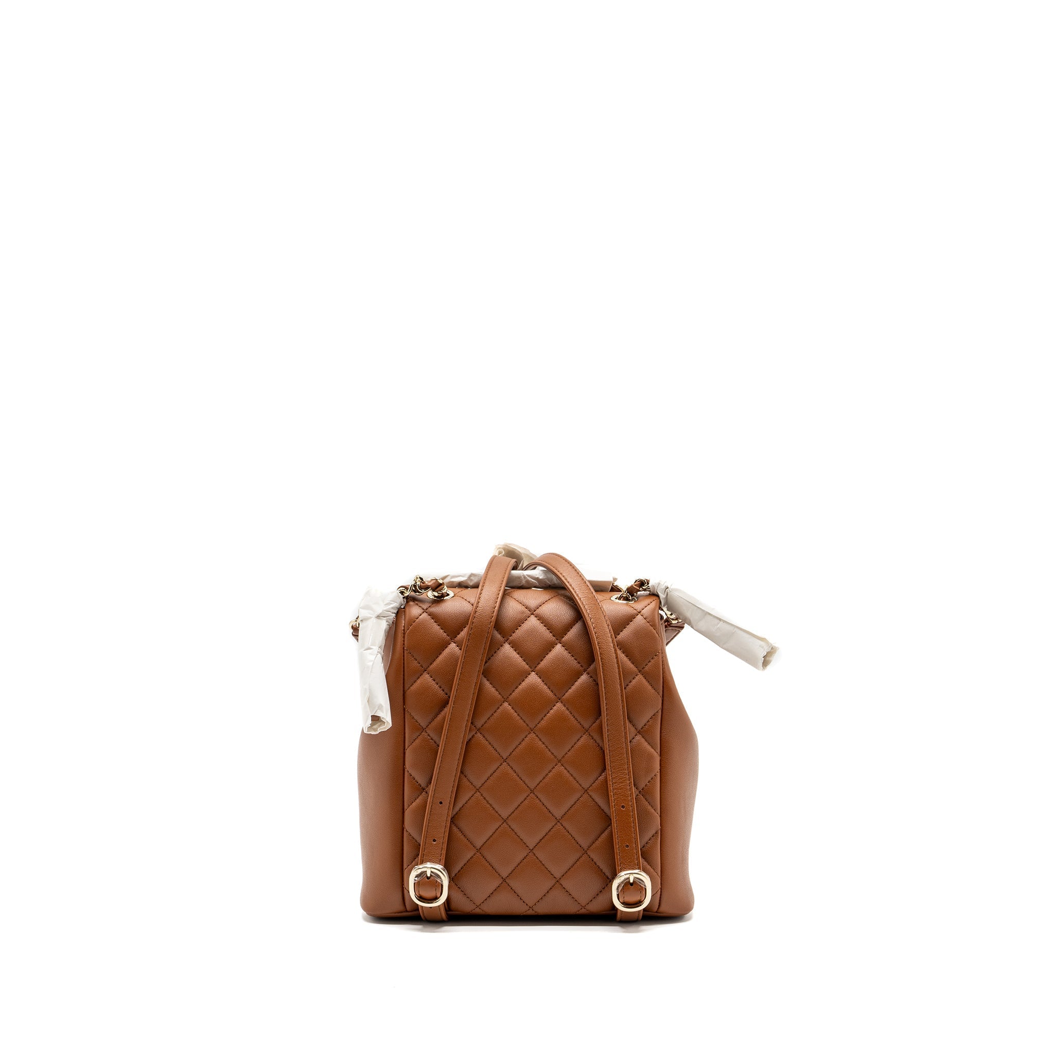 CHANEL 23A TRIPLE PACK BACKPACK CALFSKIN CARAMEL LGHW (MICROCHIP)
