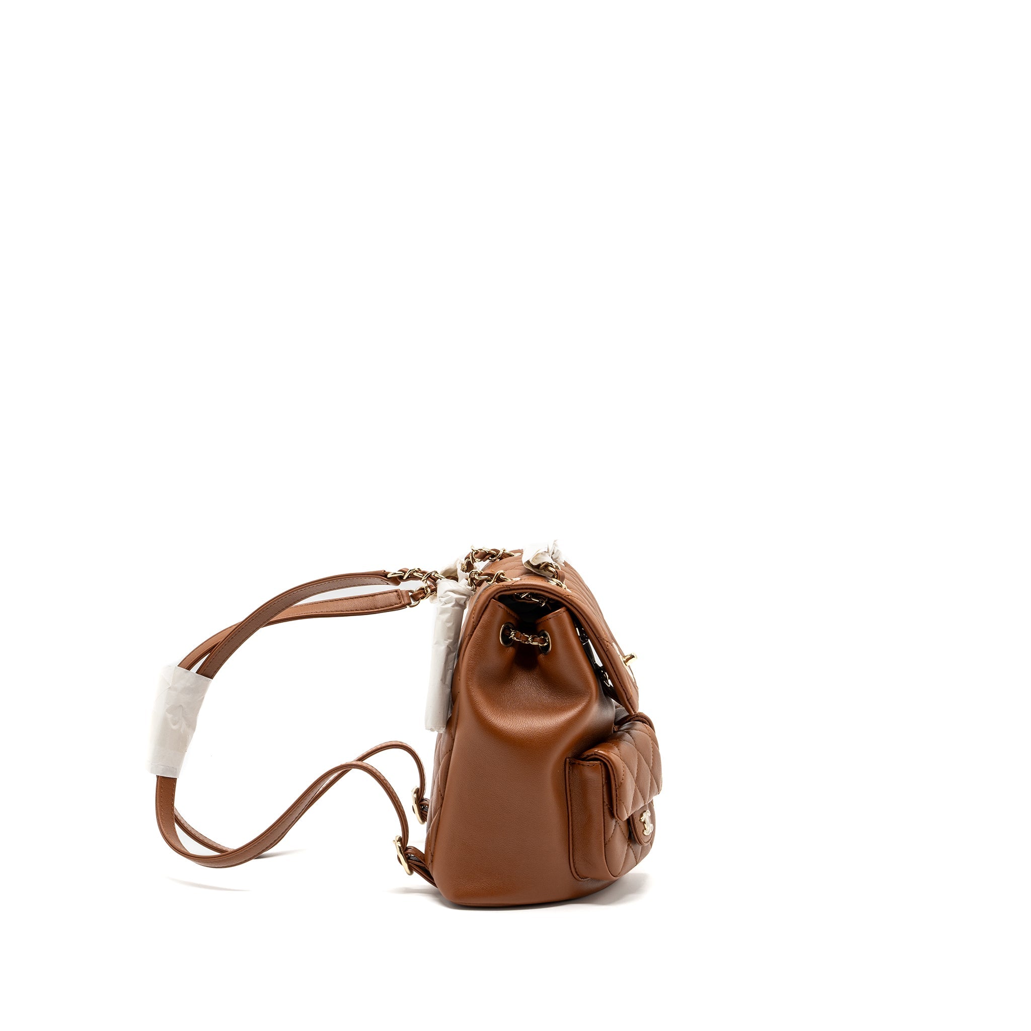CHANEL 23A TRIPLE PACK BACKPACK CALFSKIN CARAMEL LGHW (MICROCHIP)