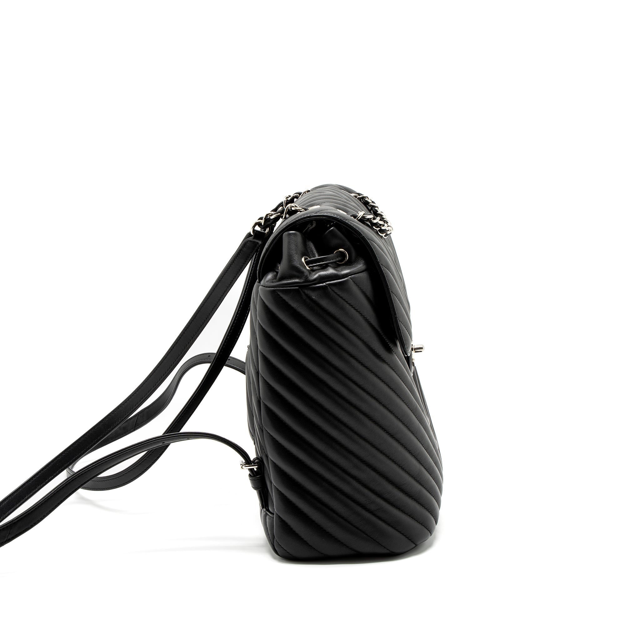CHANEL URBAN SPIRIT BACKPACK CHEVRON CALFSKIN BLACK SHW