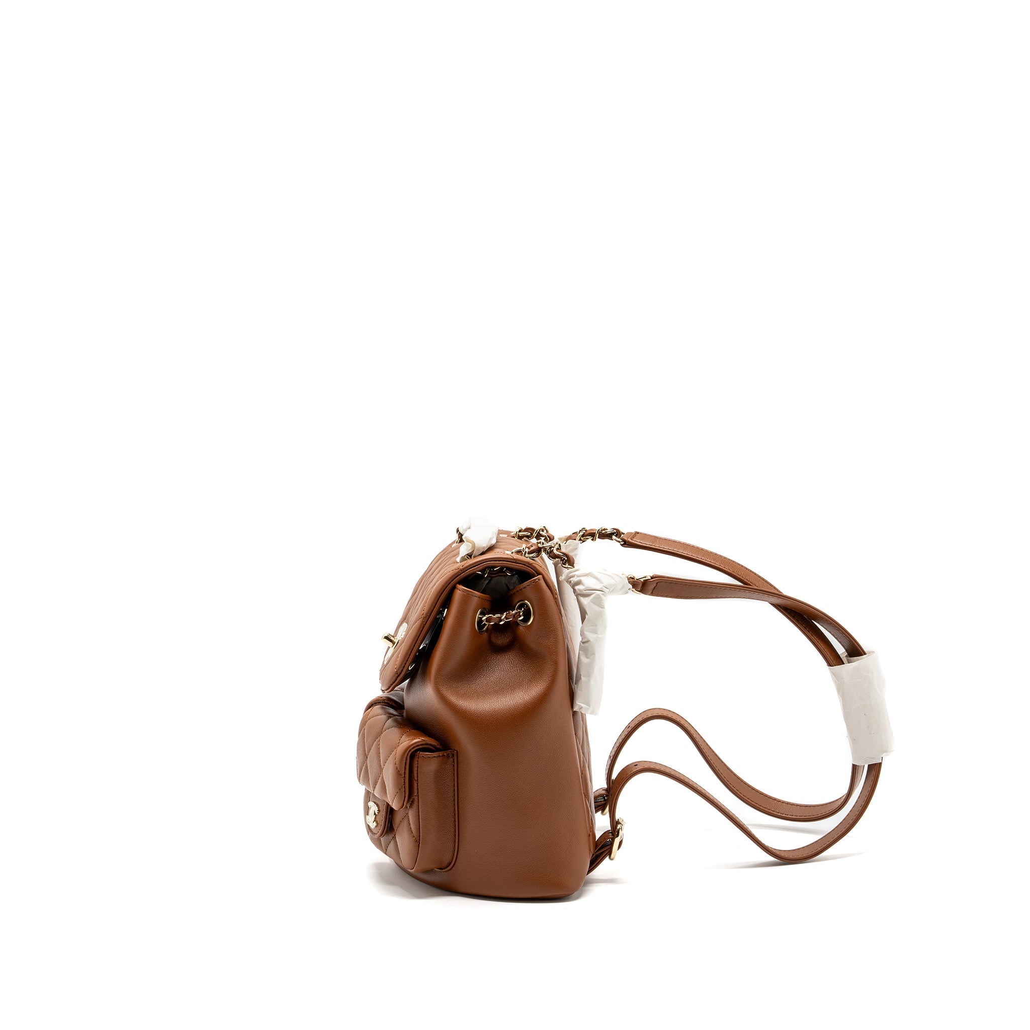 CHANEL 23A TRIPLE PACK BACKPACK CALFSKIN CARAMEL LGHW (MICROCHIP)