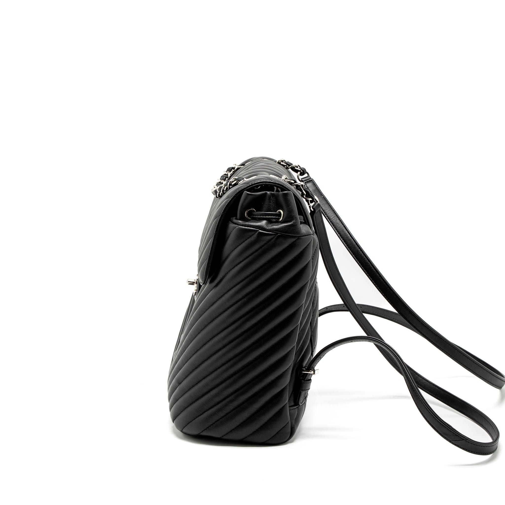 CHANEL URBAN SPIRIT BACKPACK CHEVRON CALFSKIN BLACK SHW