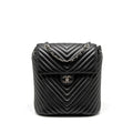 CHANEL URBAN SPIRIT BACKPACK CHEVRON CALFSKIN BLACK SHW