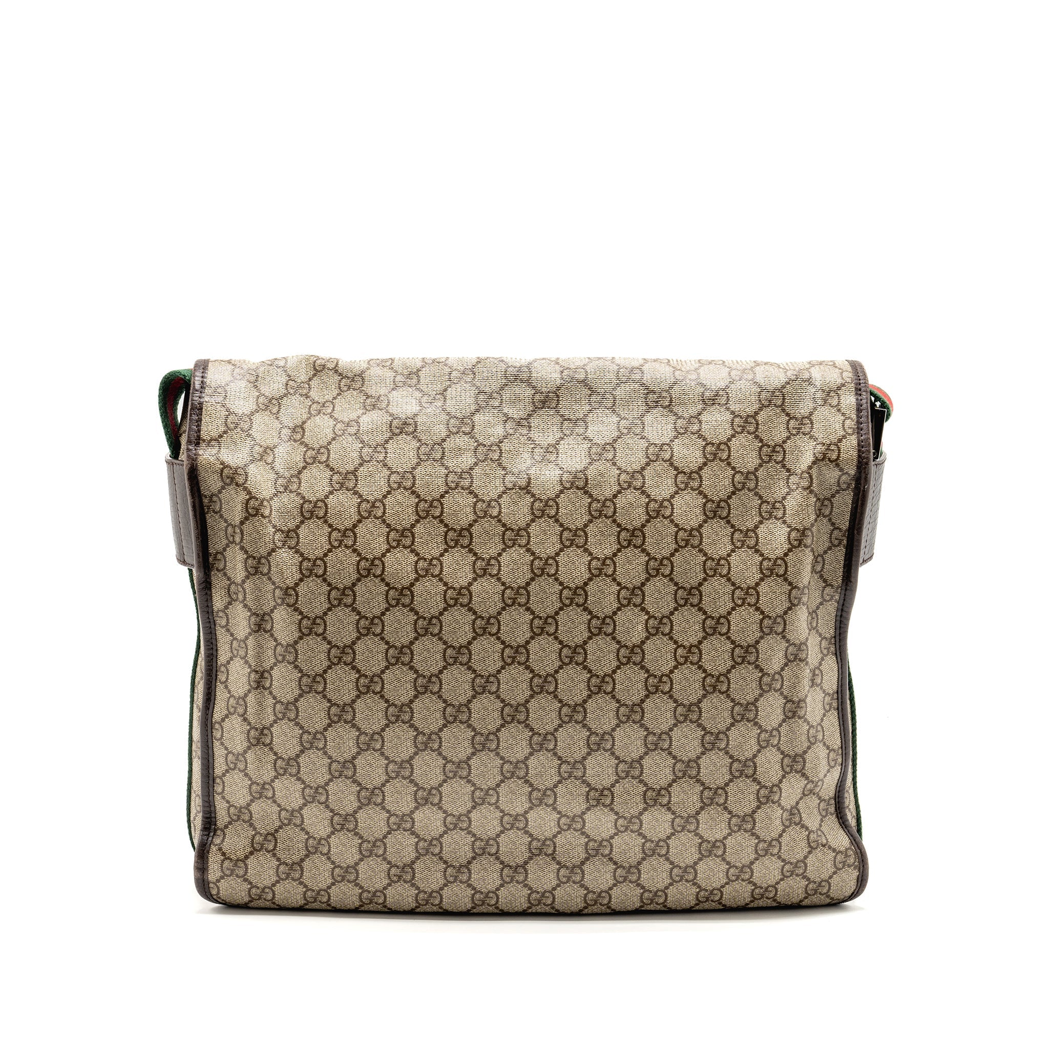 GUCCI LARGE FLAP MESSENGER BAG GG SUPREME CANVAS SHW