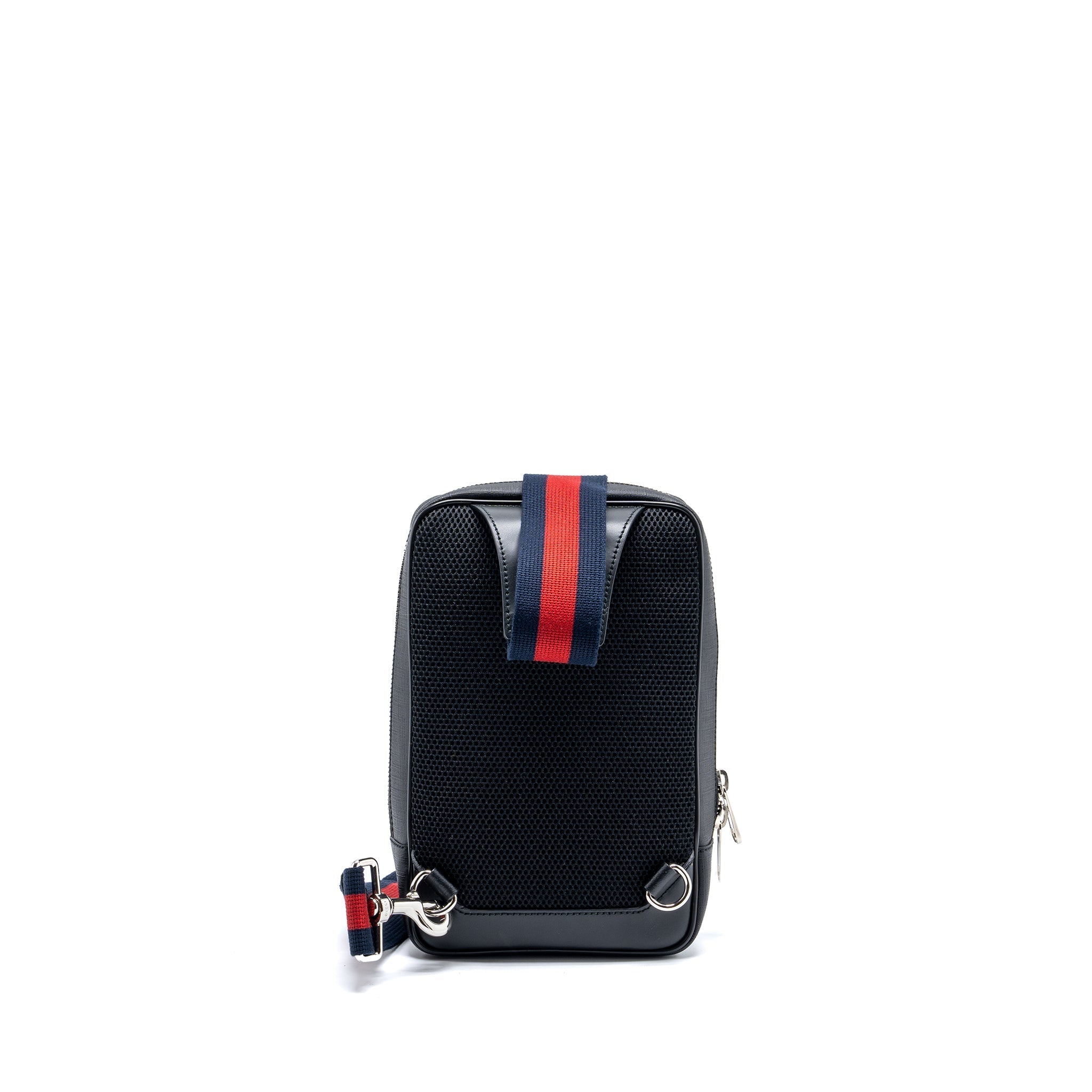 GUCCI GG BLACK SLING BACKPACK GG SUPREME CANVAS BLACK SHW