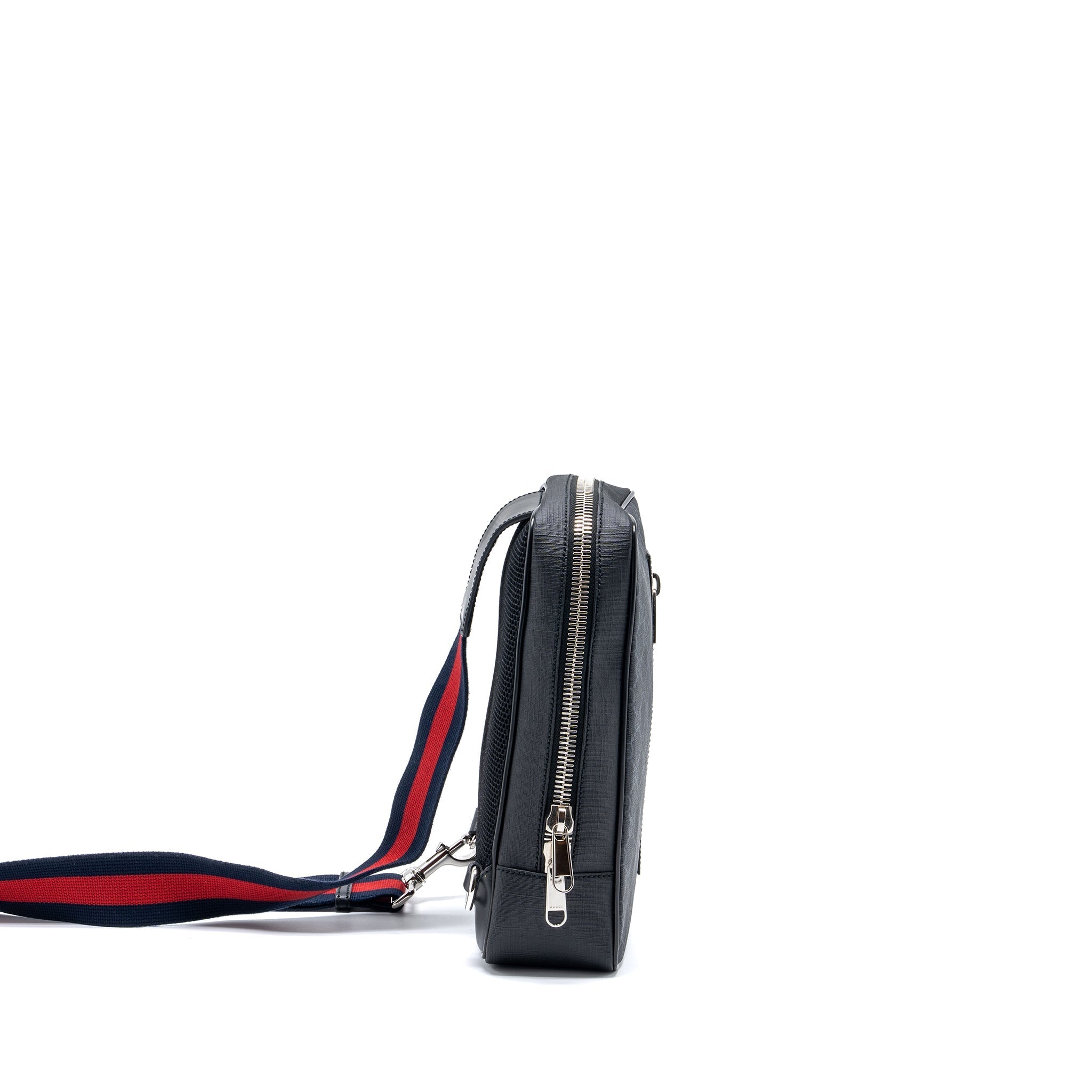 GUCCI GG BLACK SLING BACKPACK GG SUPREME CANVAS BLACK SHW