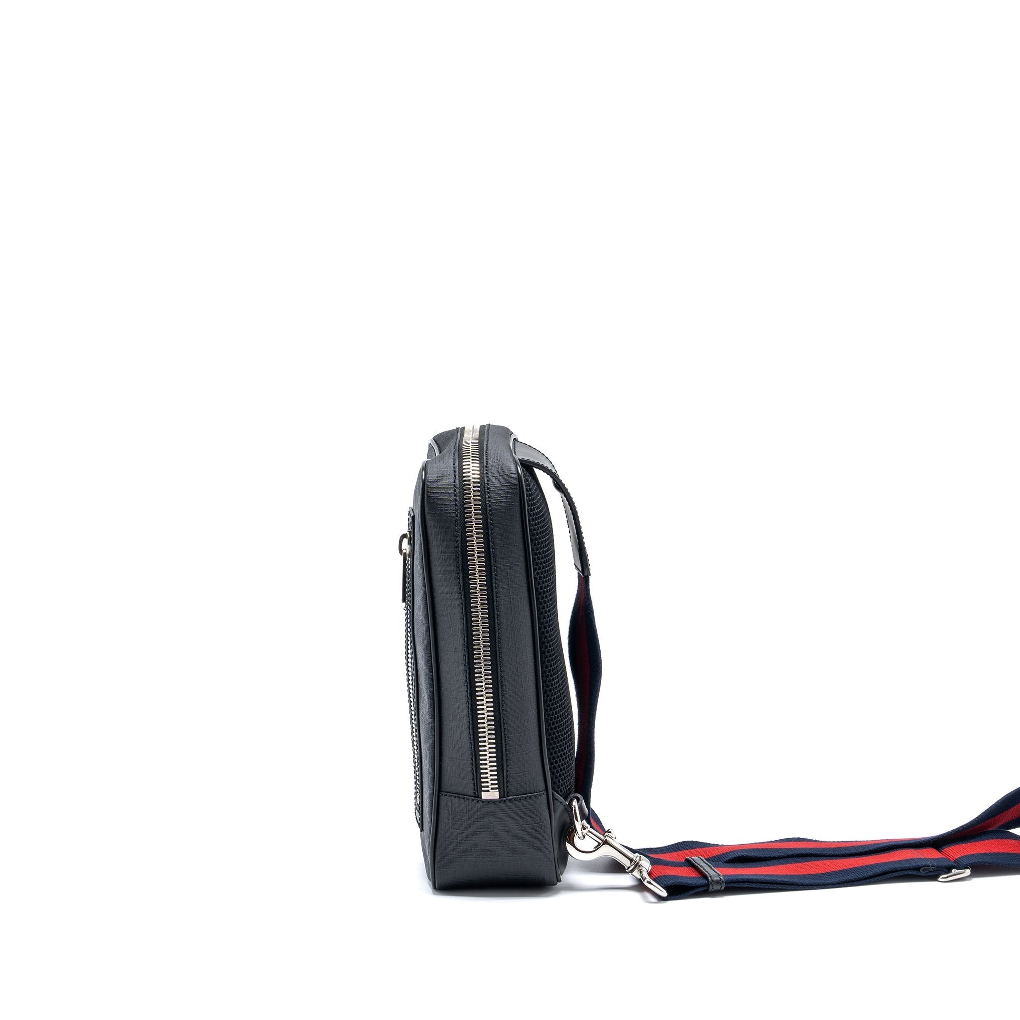 GUCCI GG BLACK SLING BACKPACK GG SUPREME CANVAS BLACK SHW