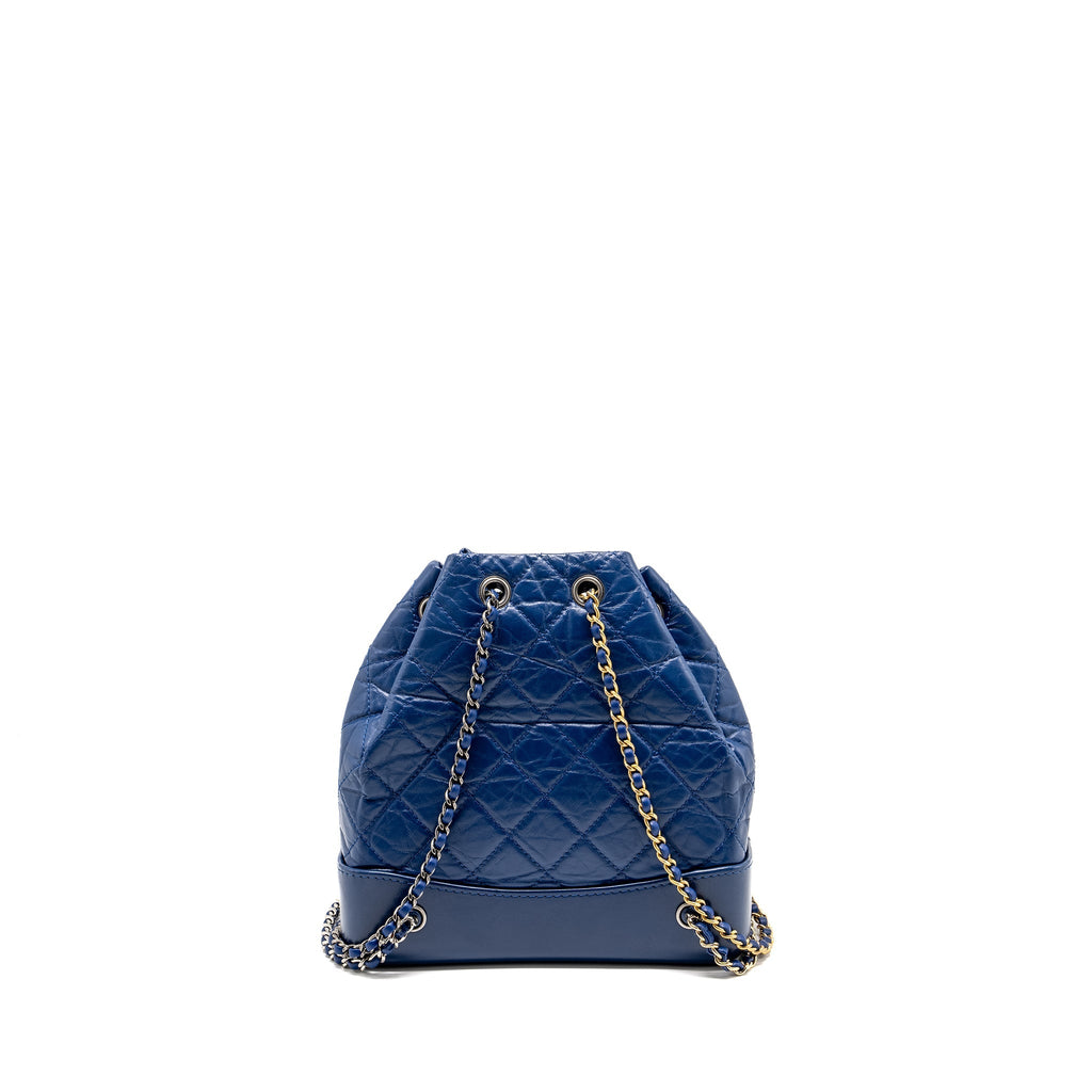 CHANEL GABRIELLE BACKPACK AGED CALFSKIN BLUE MULTICOLOUR HARDWARE
