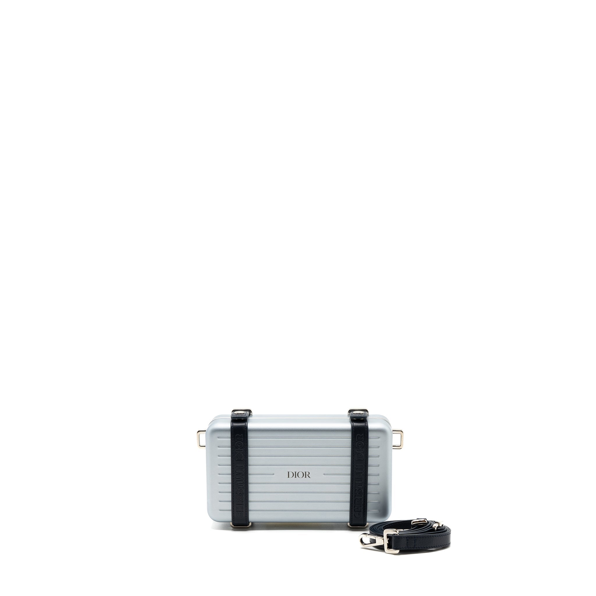 DIOR X RIMOWA CLUTCH TRUNK BAG ALUMINIUM / CALFSKIN SILVER / BLACK SHW