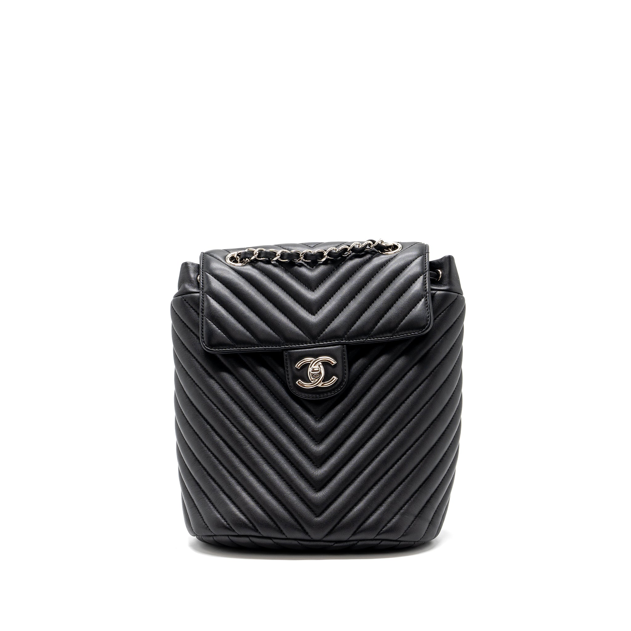 CHANEL SMALL URBAN SPIRIT  BACKPACK CHEVRON CALFSKIN BLACK SHW
