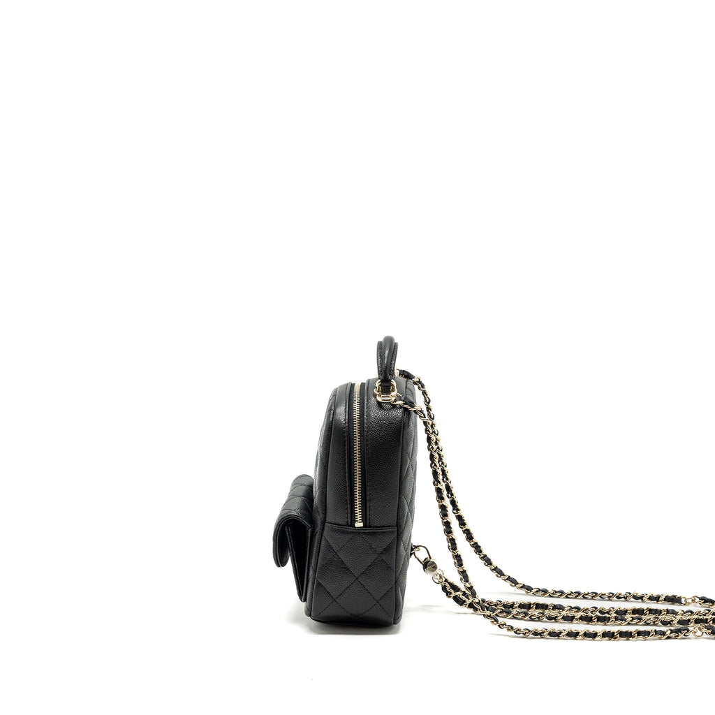 CHANEL 24C MINI BACKPACK/CROSSBODY BAG CAVIAR BLACK LGHW (MICROCHIP)