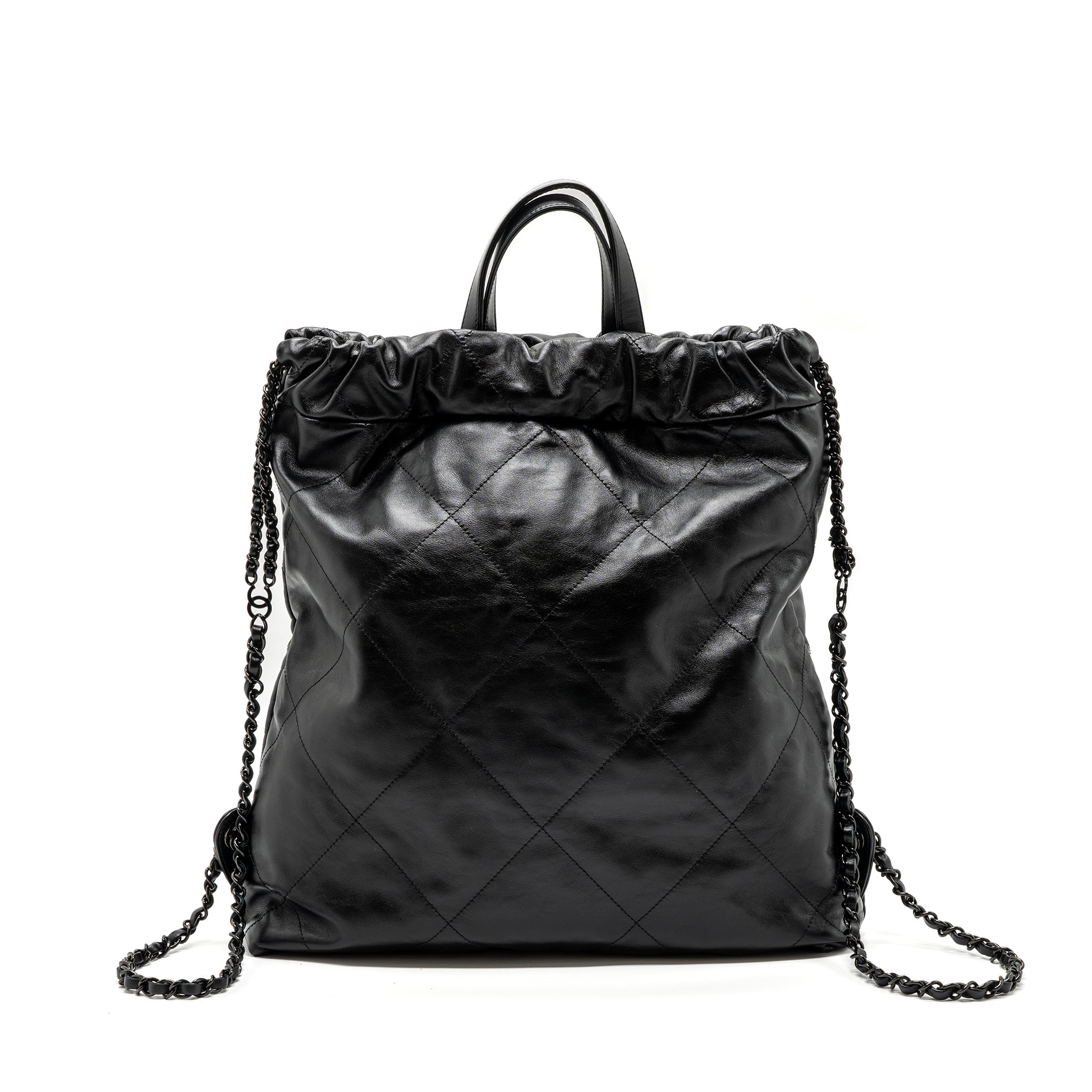 CHANEL 22 BACKPACK CALFSKIN SO BLACK / BLACK HARDWARE (MICROCHIP)