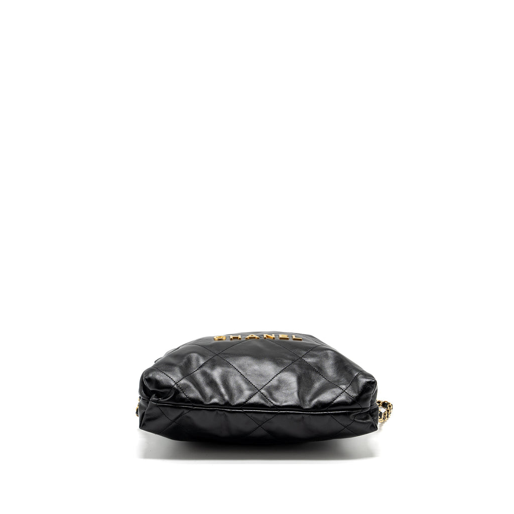 CHANEL 22 BACKPACK SHINY CALFSKIN  BLACK GHW (MICROCHIP)