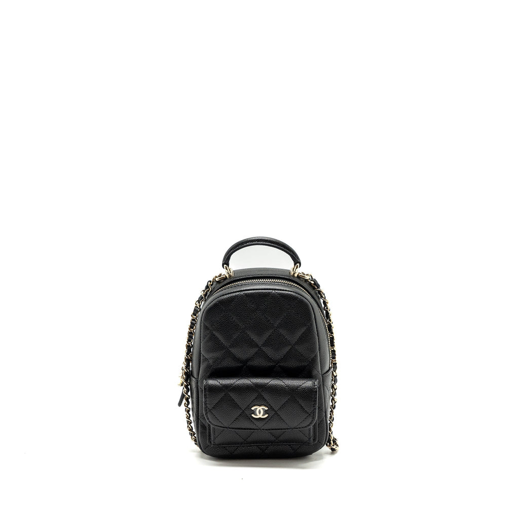 CHANEL 24C MINI BACKPACK/CROSSBODY BAG CAVIAR BLACK LGHW (MICROCHIP)