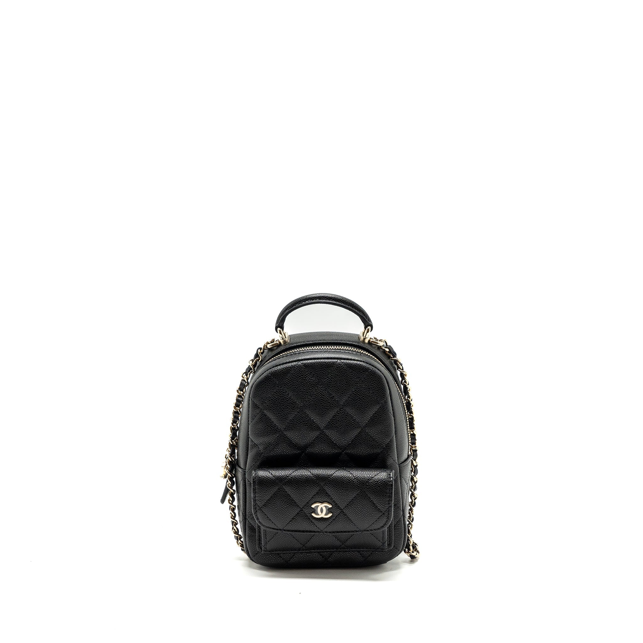 CHANEL 24C MINI BACKPACK/CROSSBODY BAG CAVIAR BLACK LGHW (MICROCHIP)