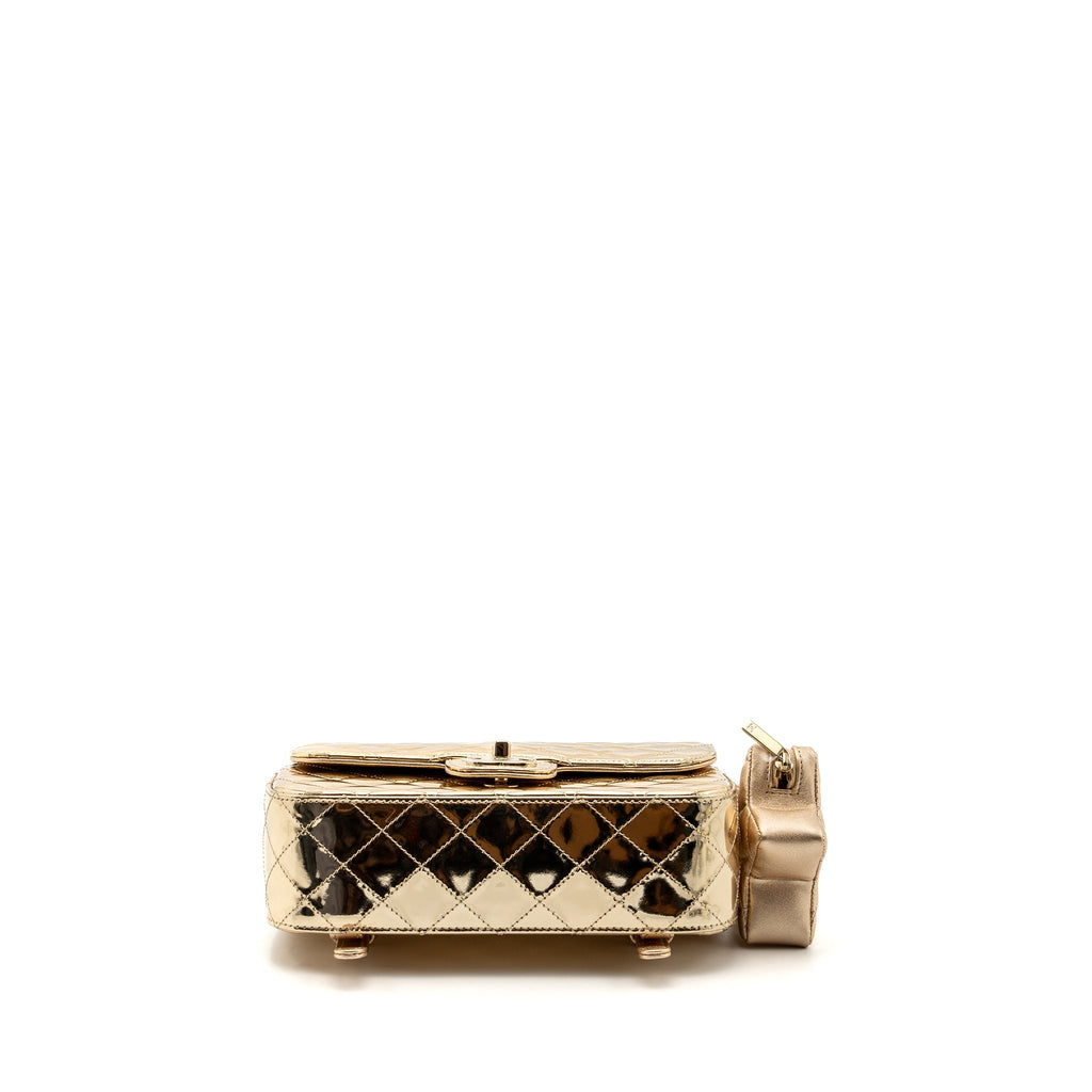 CHANEL 24C BACKPACK WITH STAR PATENT GOLD LGHW (MICROCHIP)