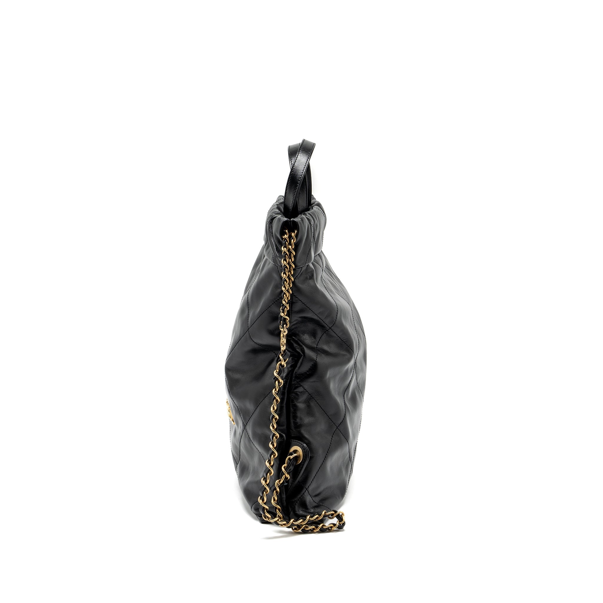 CHANEL 22 BACKPACK SHINY CALFSKIN  BLACK GHW (MICROCHIP)