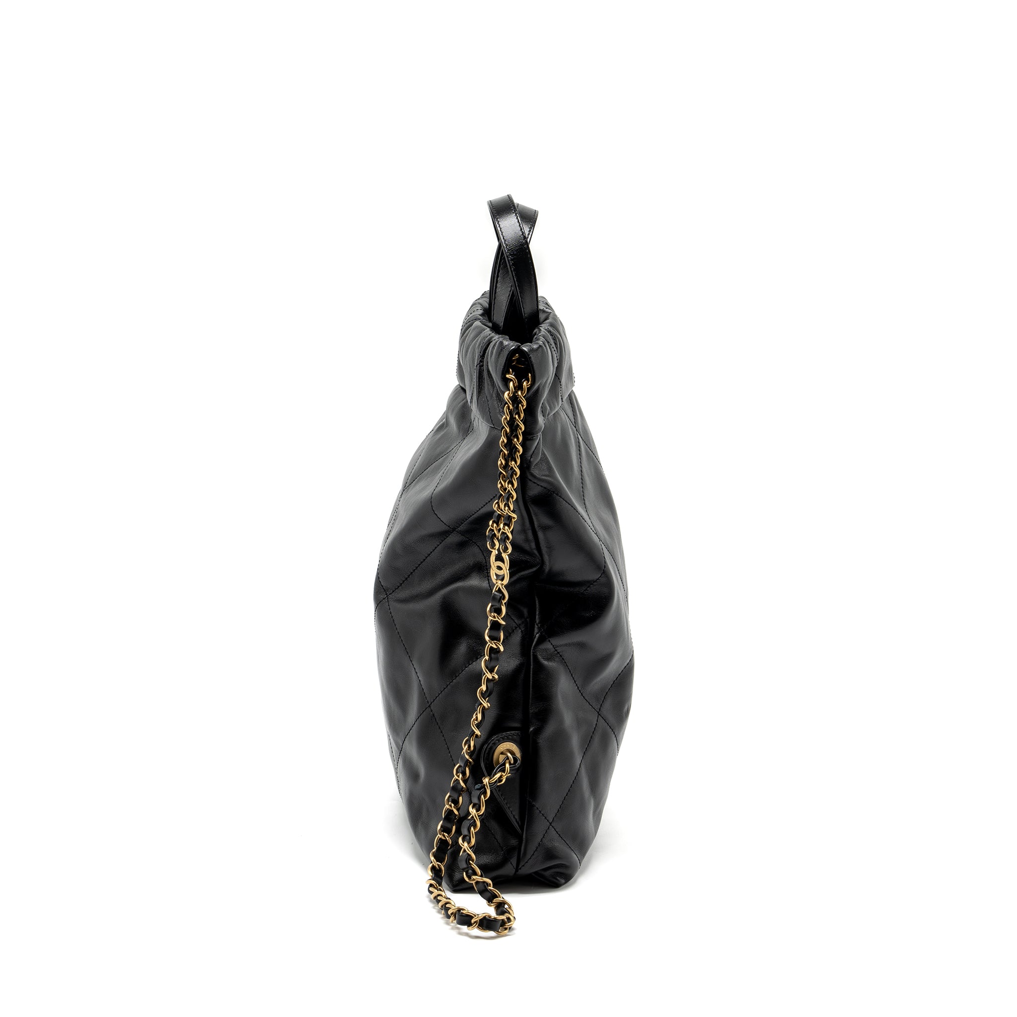 CHANEL 22 BACKPACK SHINY CALFSKIN  BLACK GHW (MICROCHIP)