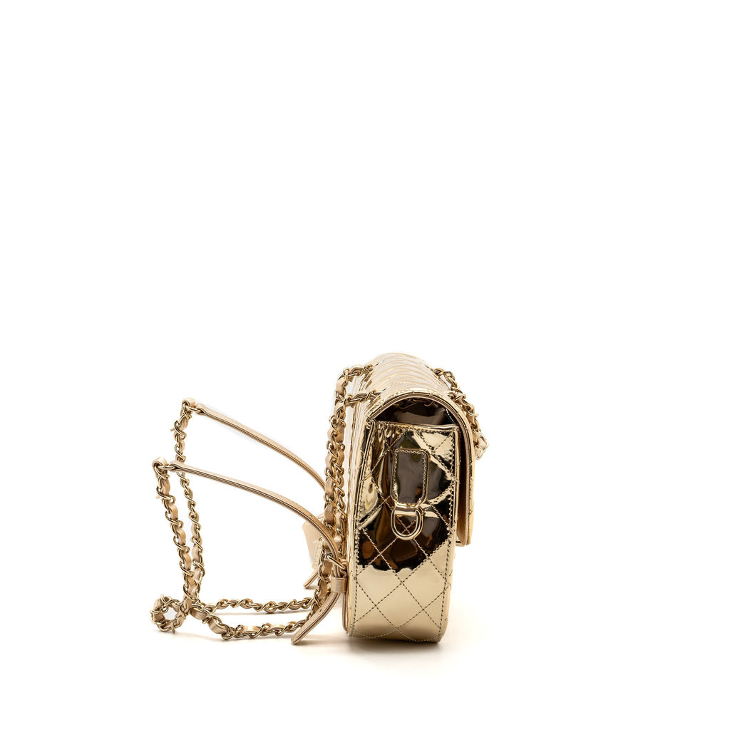 CHANEL 24C BACKPACK WITH STAR PATENT GOLD LGHW (MICROCHIP)