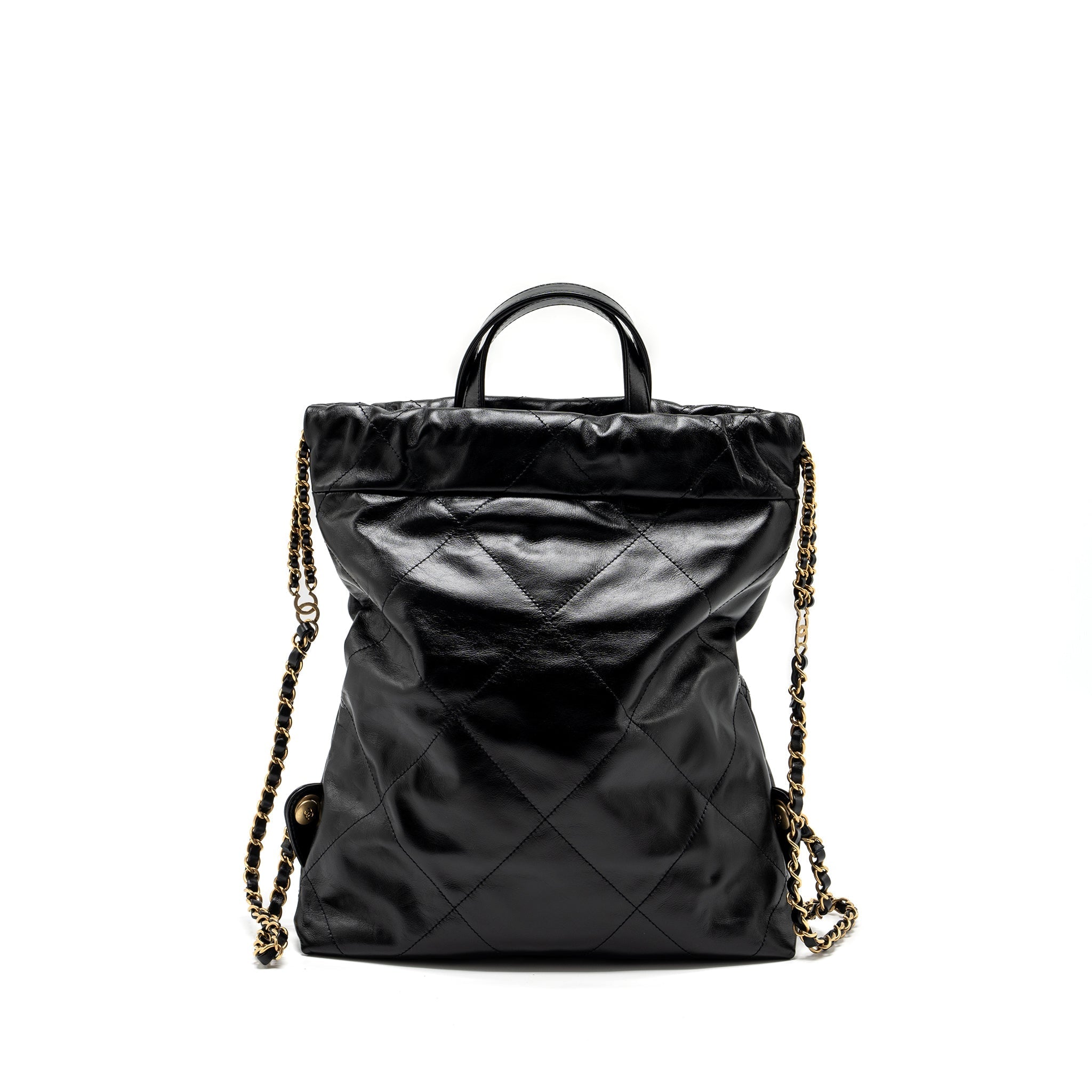 CHANEL 22 BACKPACK SHINY CALFSKIN  BLACK GHW (MICROCHIP)