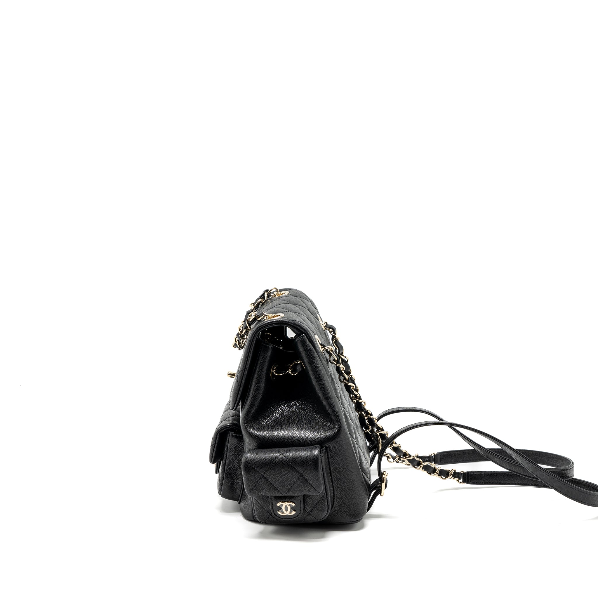 CHANEL 23K TRIPLE POCKET BACKPACK CAVIAR BLACK LGHW (MICROCHIP)