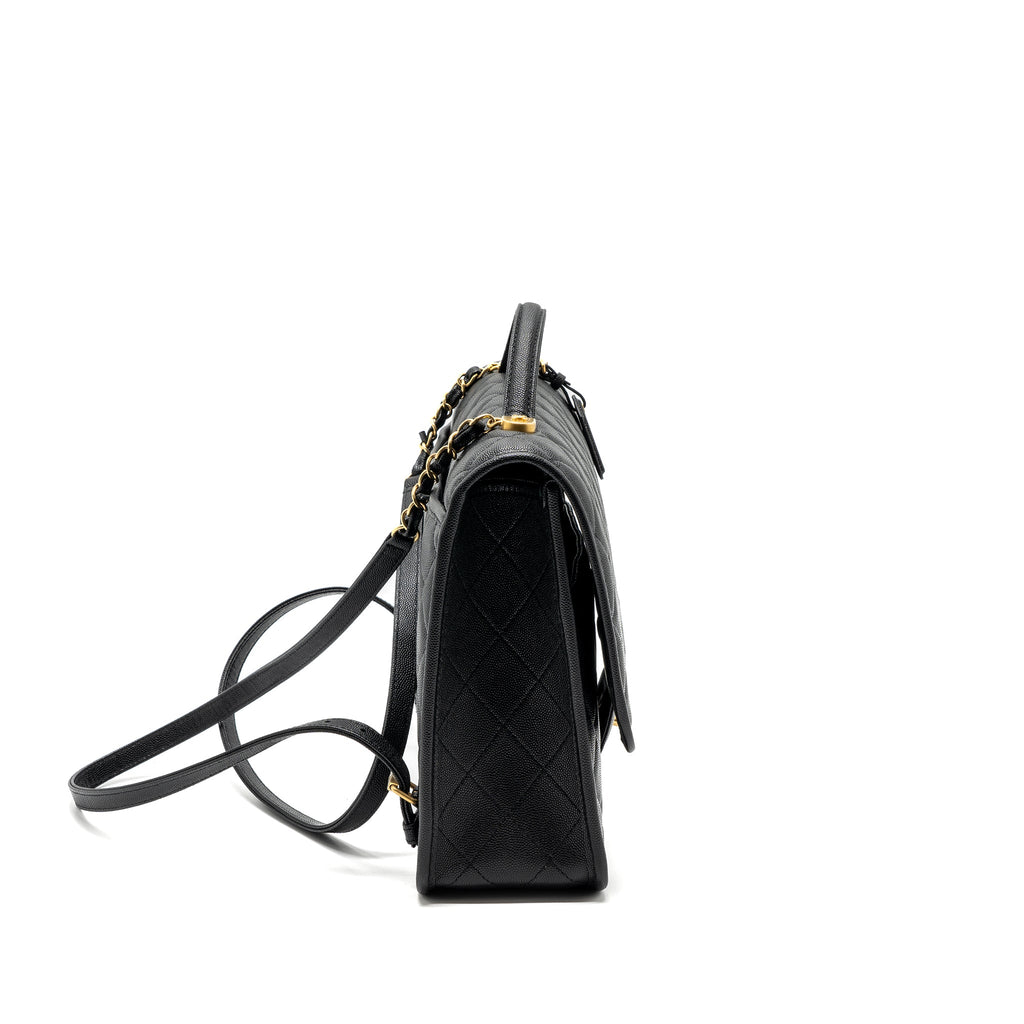 CHANEL 22K LARGE BACKPACK CAVIAR BLACK GHW(MICROCHIP)