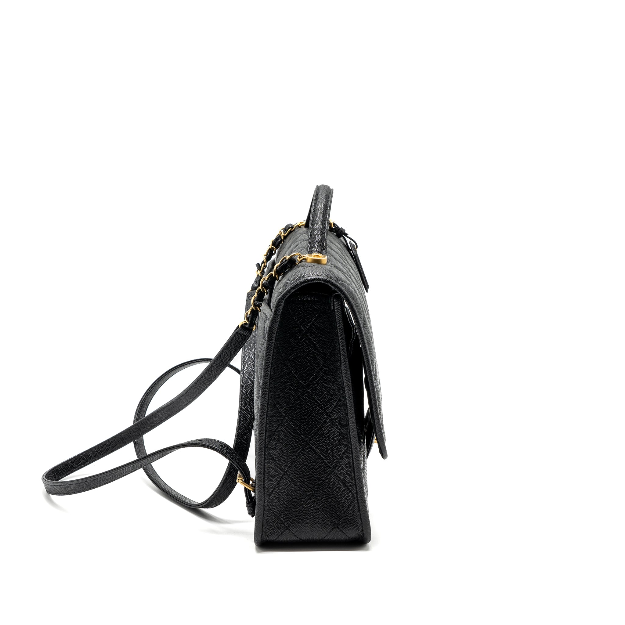 CHANEL 22K LARGE BACKPACK CAVIAR BLACK GHW(MICROCHIP)