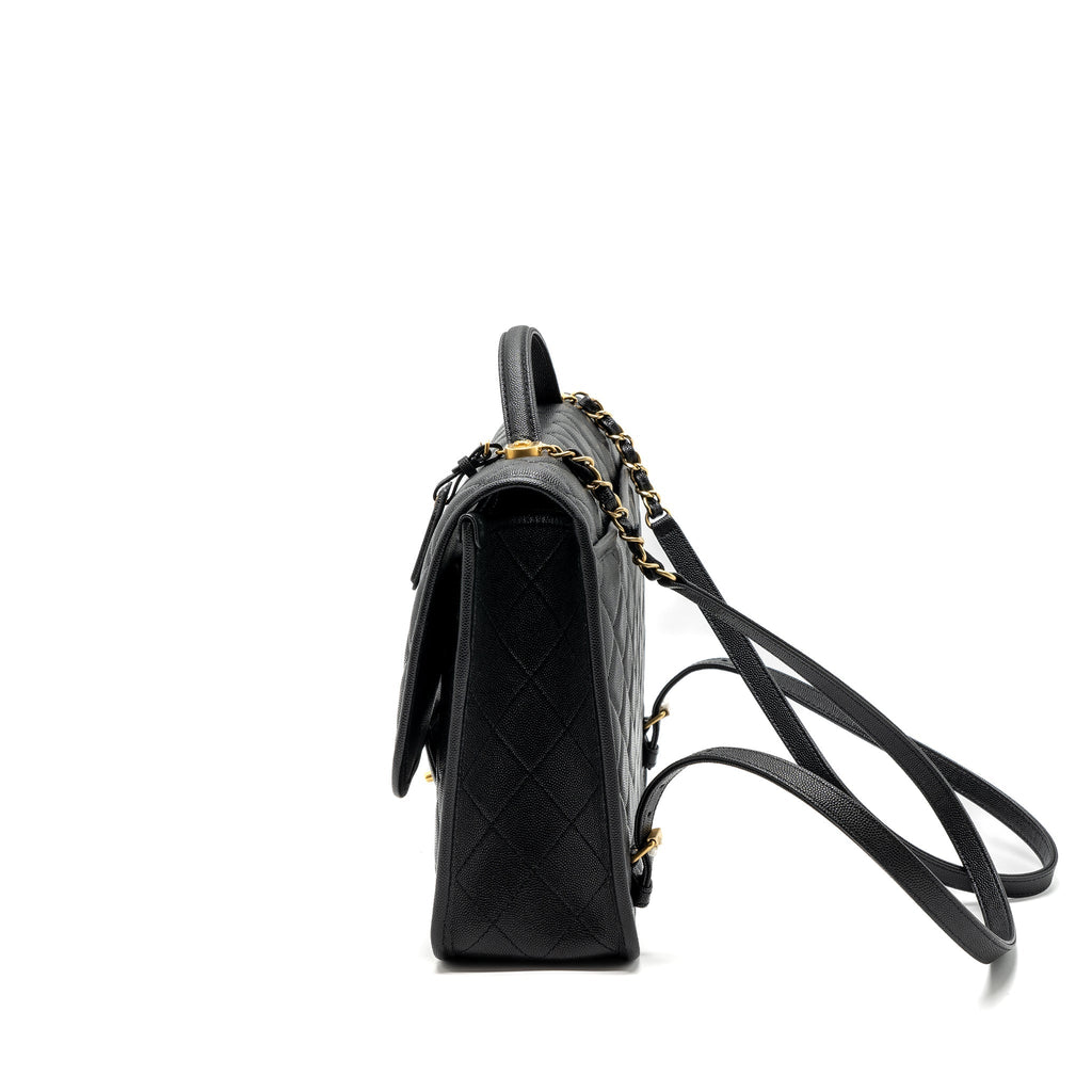CHANEL 22K LARGE BACKPACK CAVIAR BLACK GHW(MICROCHIP)
