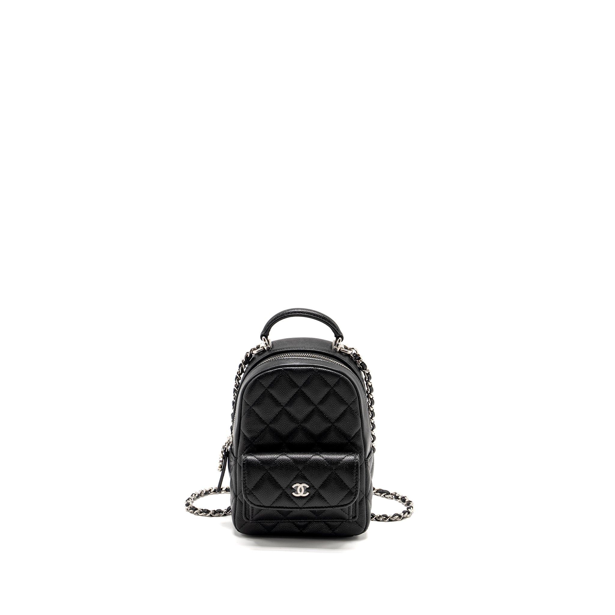 CHANEL 24P MINI BACKPACK/CROSSBODY BAG CAVIAR BLACK SHW (MICROCHIP)