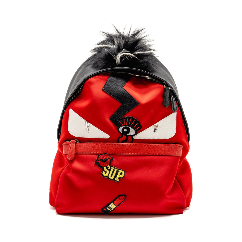 FENDI MONSTER BACKPACK NYLON/LEATHER RED/MULTICOLOUR SHW
