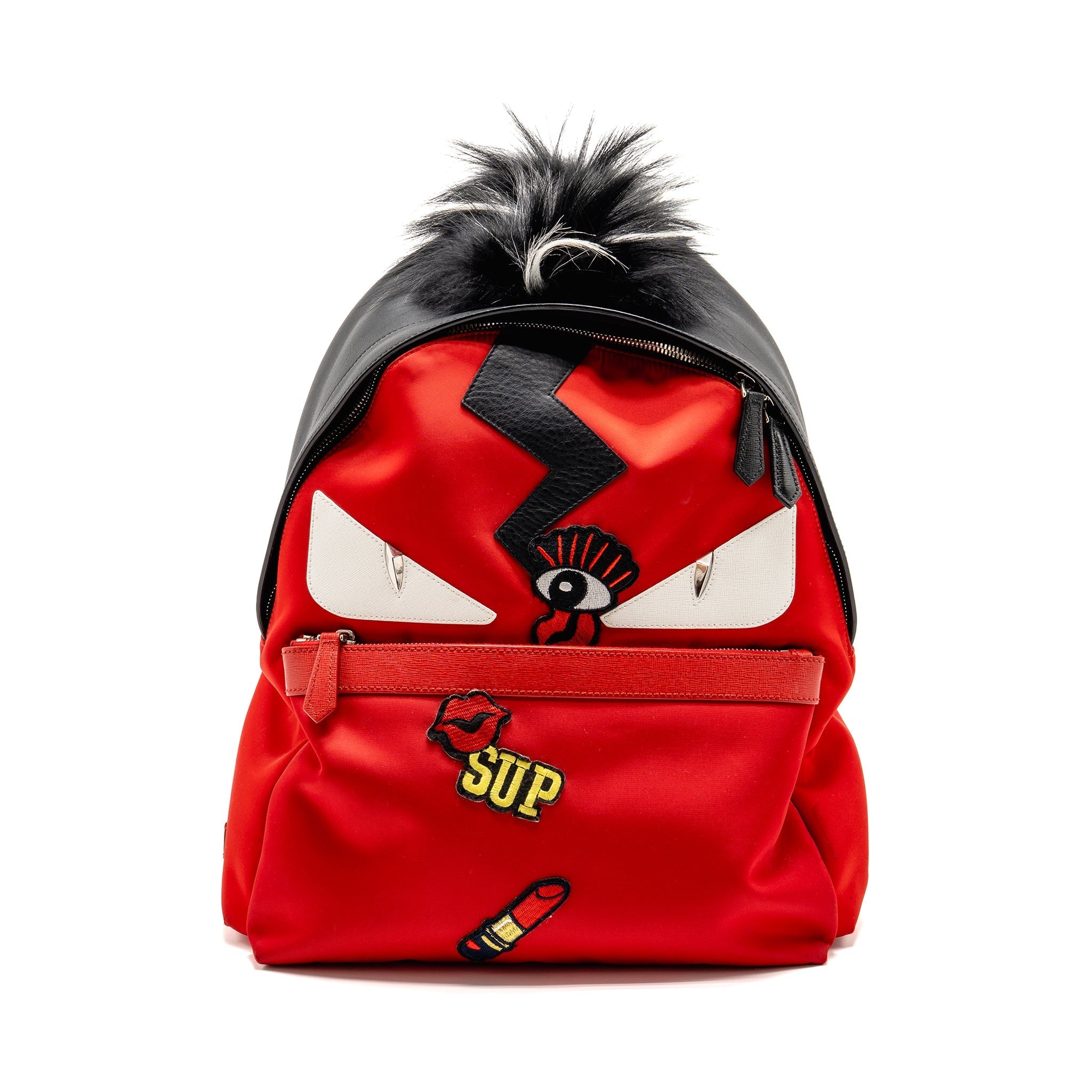 FENDI MONSTER BACKPACK NYLON/LEATHER RED/MULTICOLOUR SHW