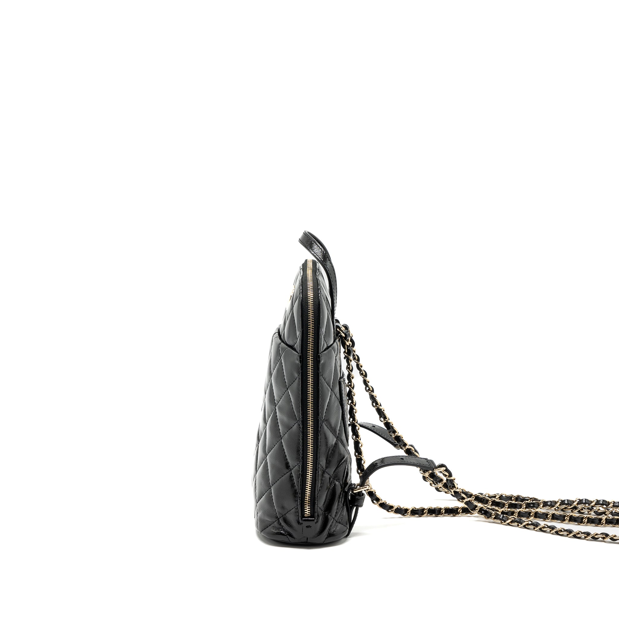CHANEL 22A BACKPACK PATENT BLACK LGHW (MICROCHIP)