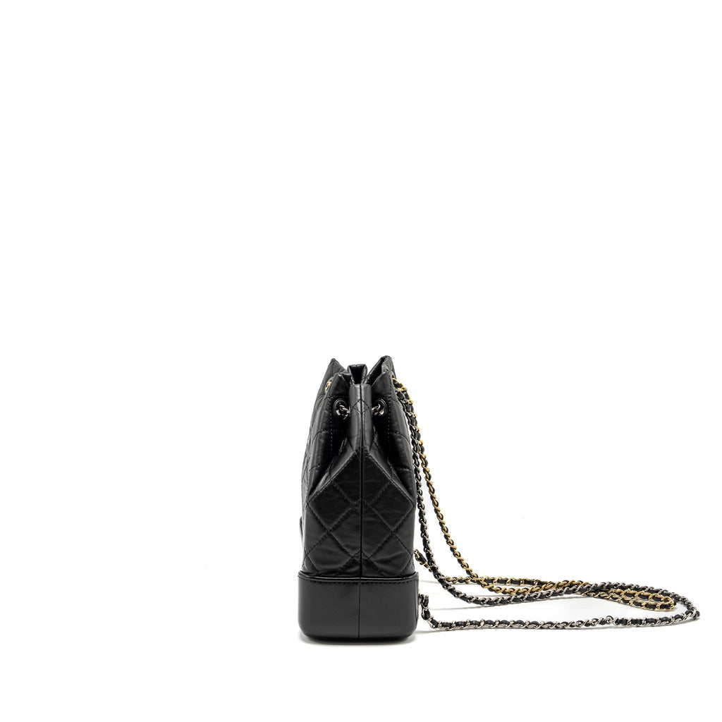 CHANEL SMALL GABRIELLE BACKPACK CALFSKIN BLACK MULTICOLOUR HARDWARE (MICROCHIP)